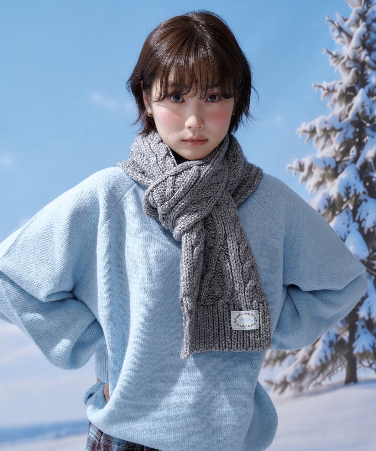 포른른(FORRR) Cable Knit Wool Muffler - 2Color