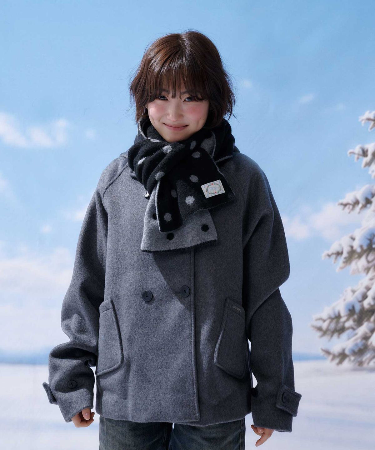 포른른(FORRR) Reversible Dot Wool Muffler - 2Color