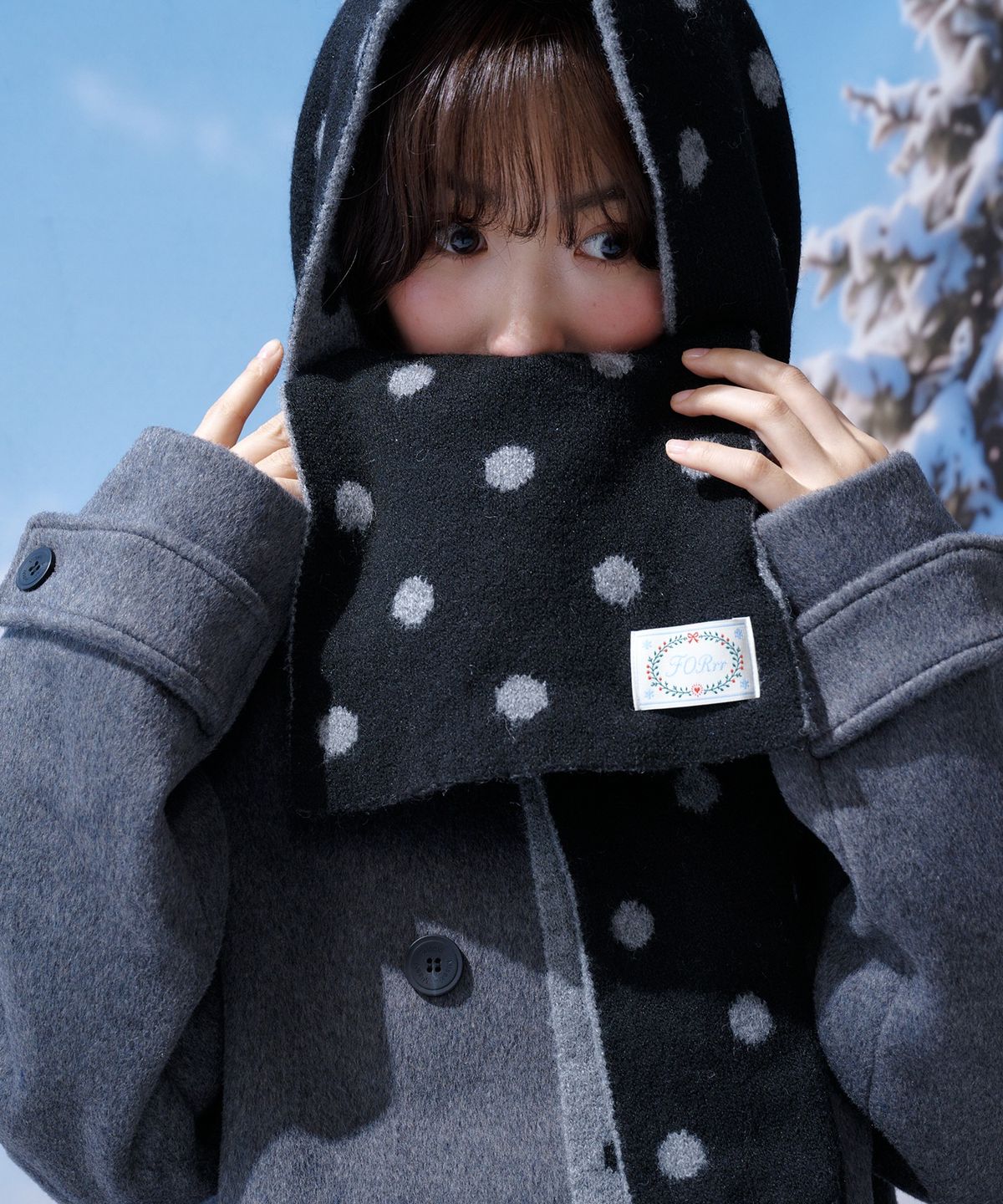 포른른(FORRR) Reversible Dot Wool Muffler - 2Color