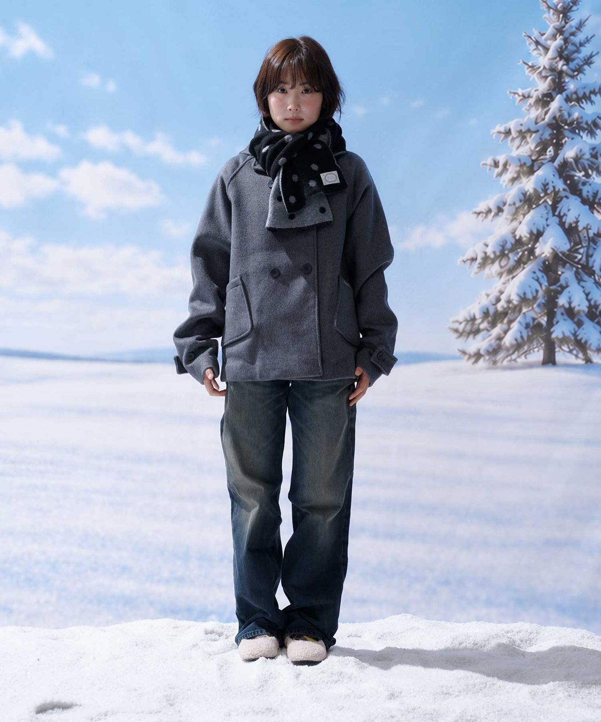 포른른(FORRR) Reversible Dot Wool Muffler - 2Color