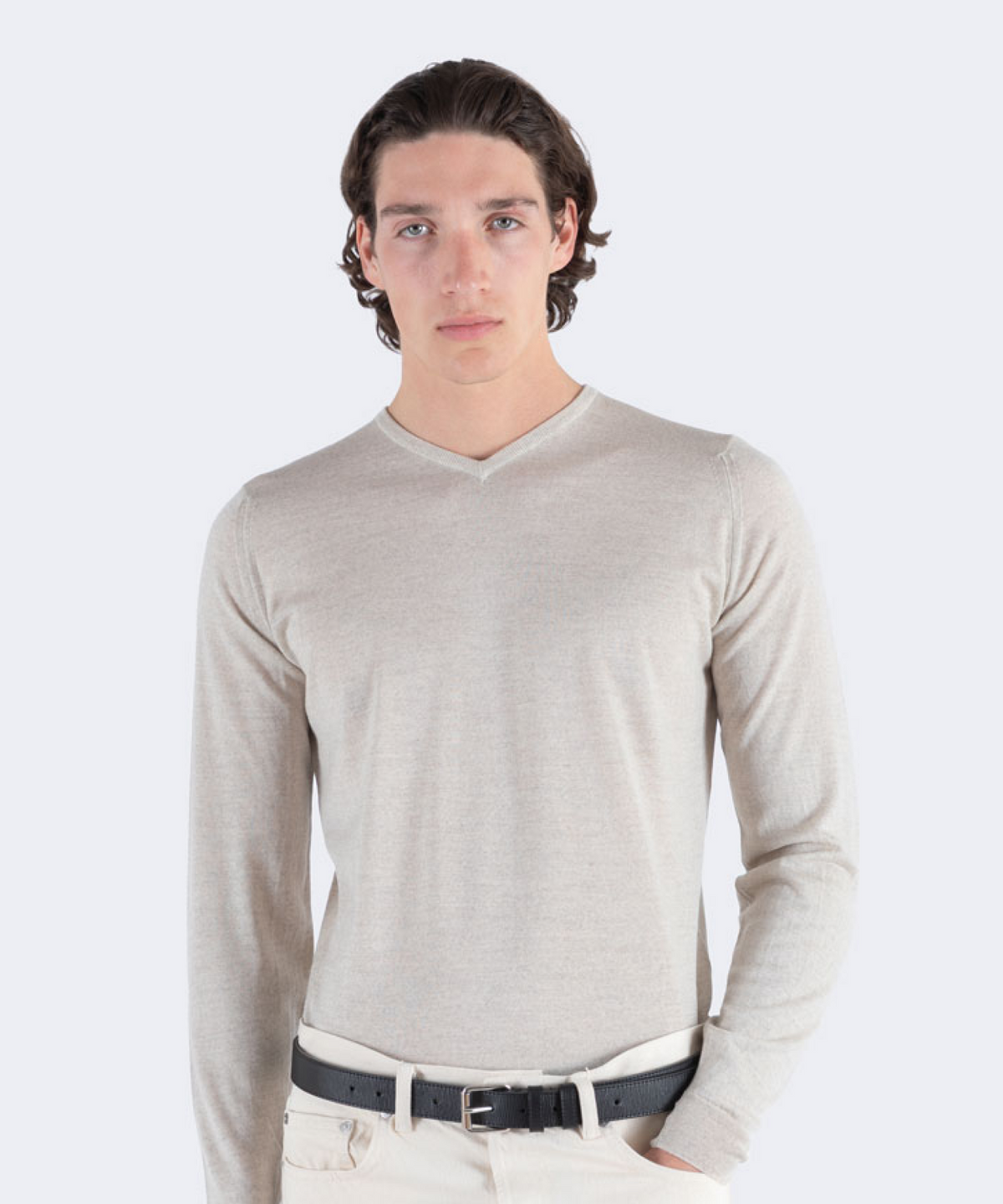 존 스메들리(JOHN SMEDLEY) SHIPTON Extra Fine Merino Wool Standard Fit High V-Neck Pullover Core 4 Colors