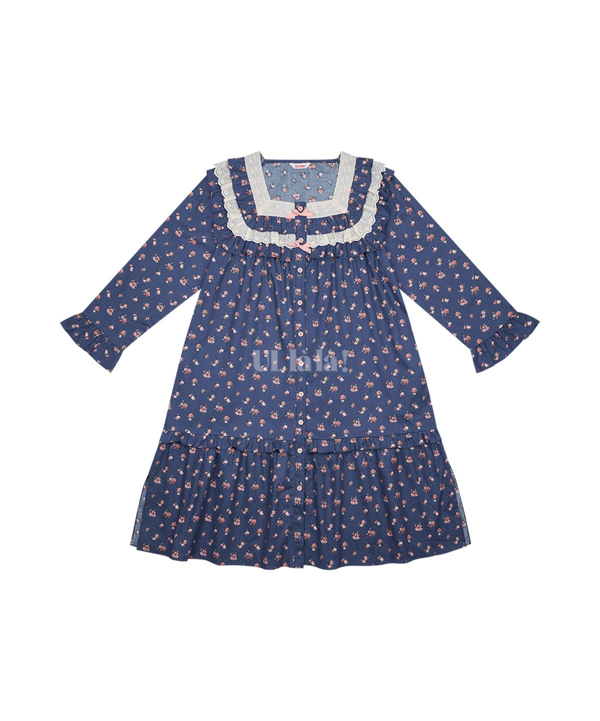 울랄라파자마(ULLALA PAJAMAS) 릴리안 긴팔 원피스 청블루 (30수)