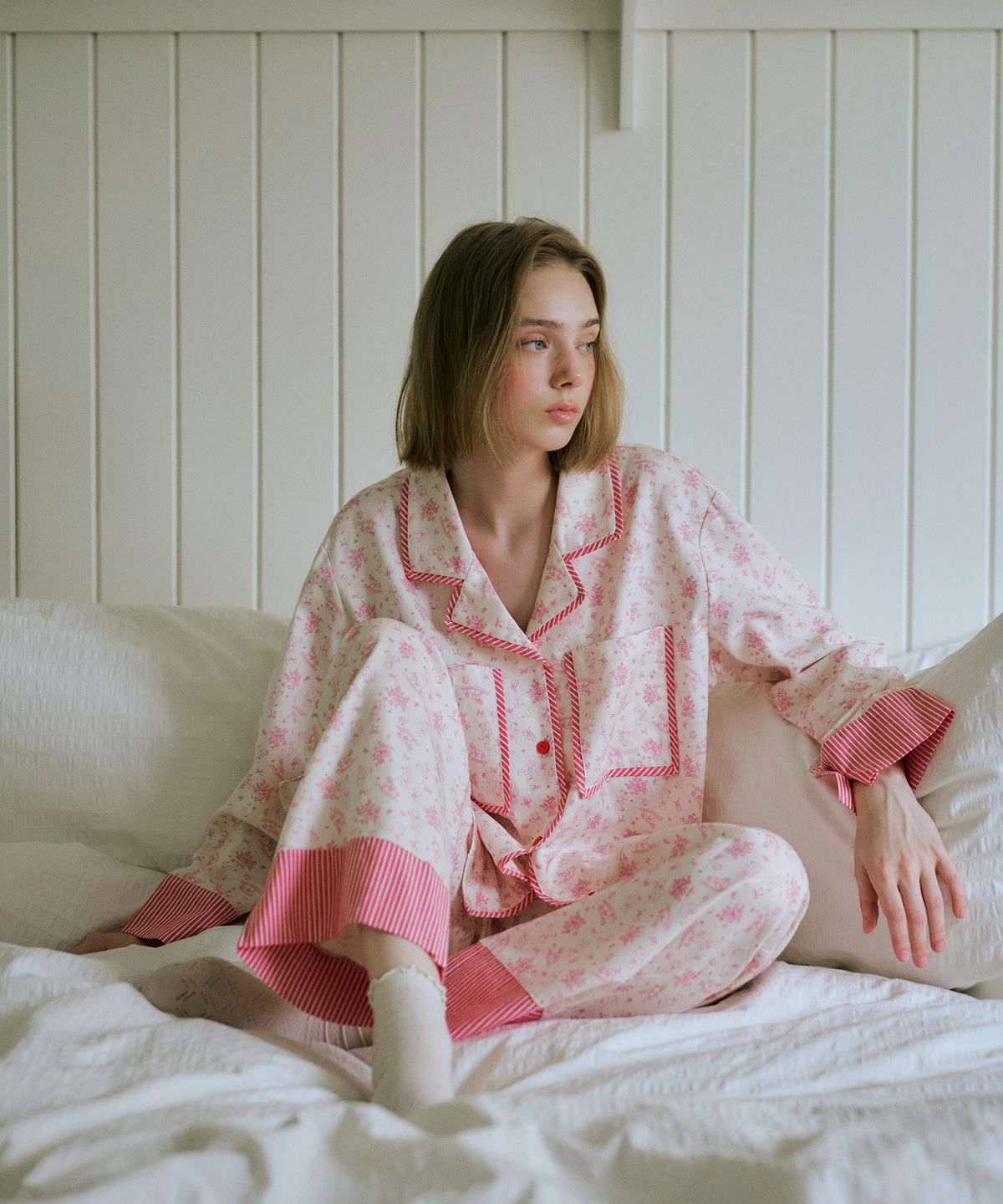 울랄라파자마(ULLALA PAJAMAS) 러비더비 긴팔 여성페어 크림 (21수)