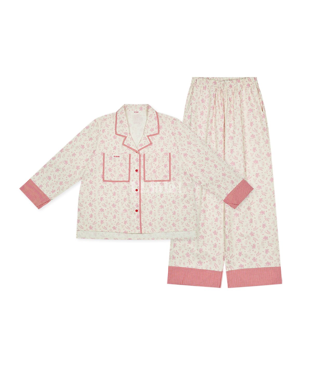 울랄라파자마(ULLALA PAJAMAS) 러비더비 긴팔 여성페어 크림 (21수)