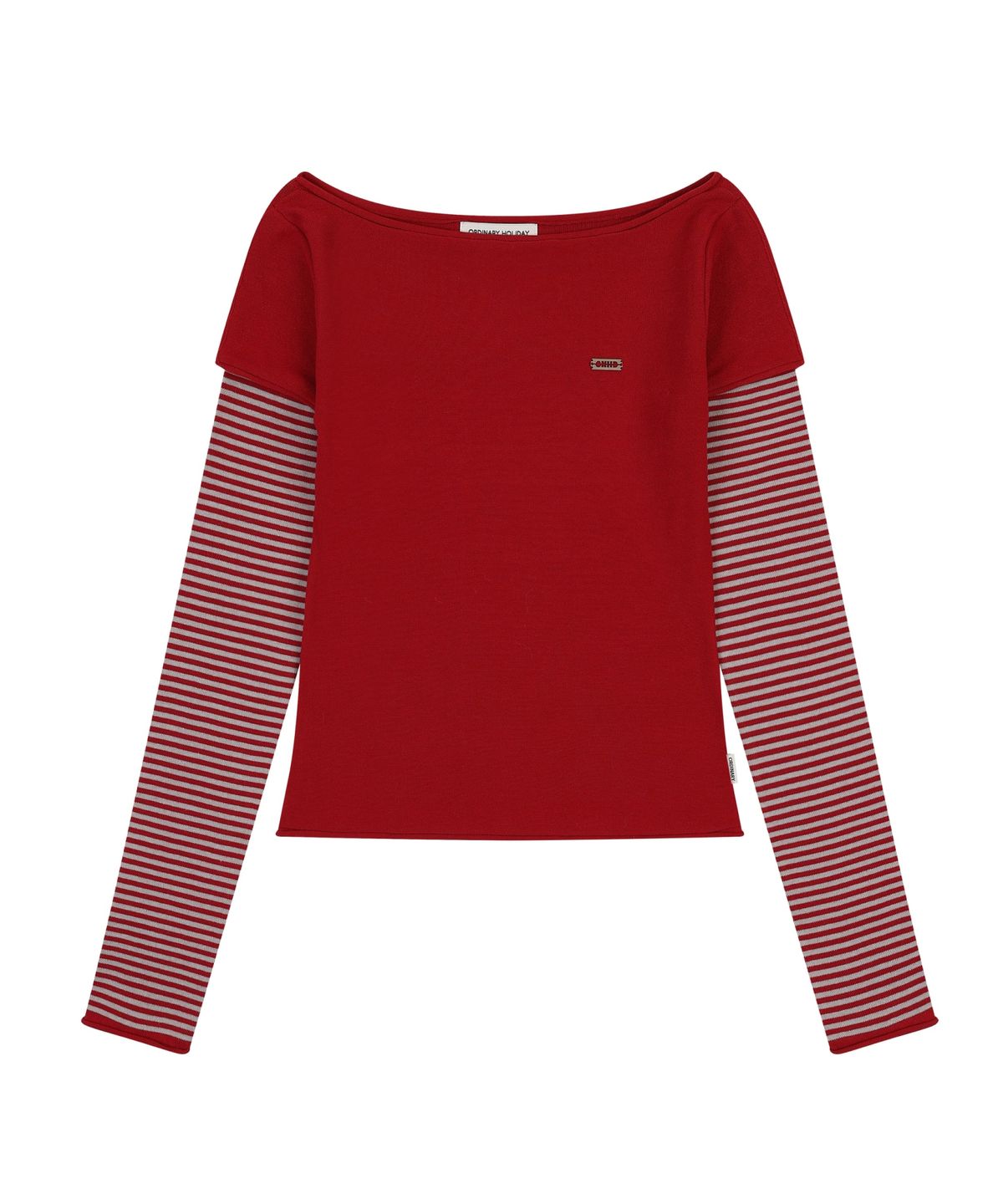 오디너리 홀리데이(ORDINARY HOLIDAY) LAYERED SLEEVE SWEATER [RED]