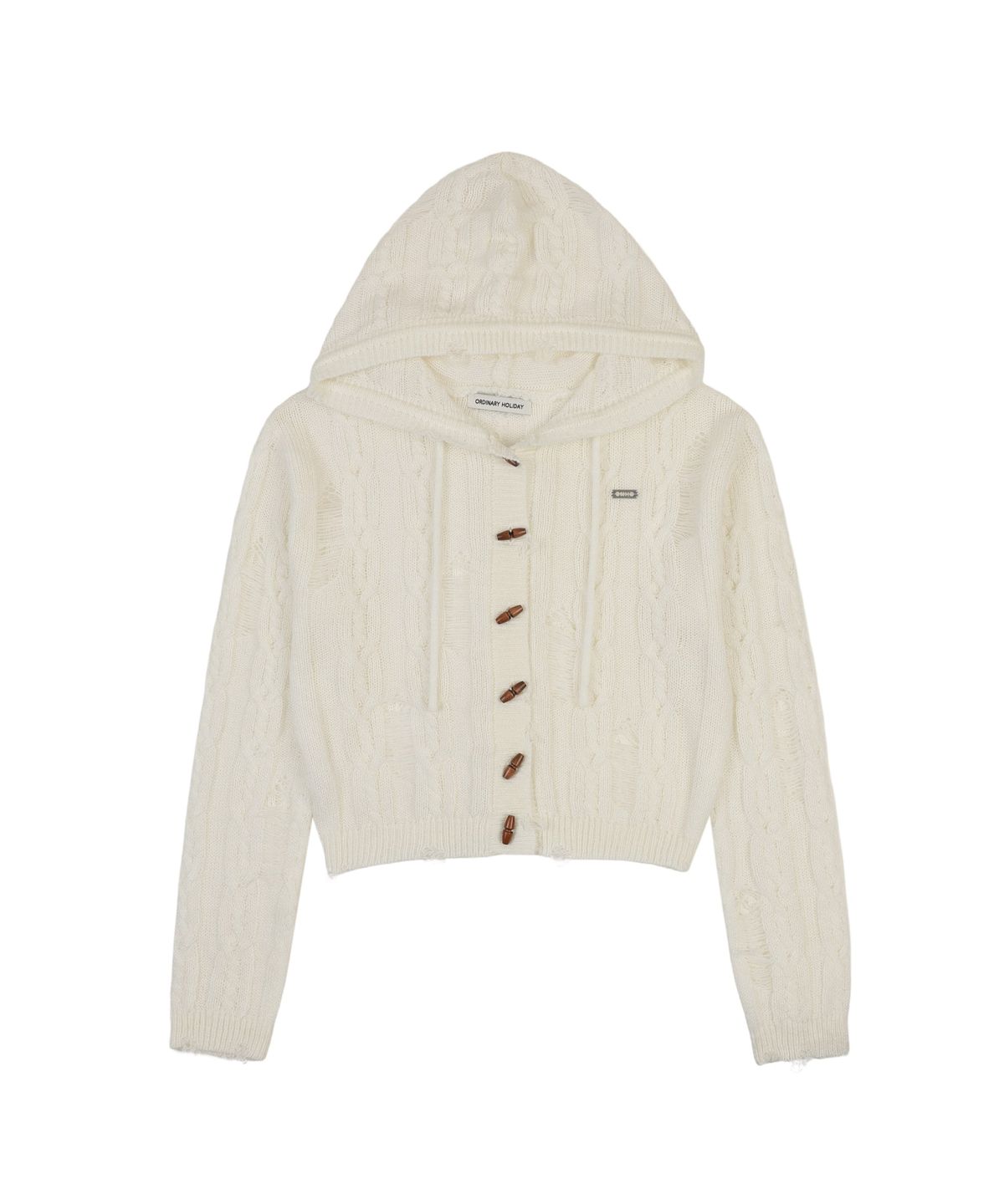 오디너리 홀리데이(ORDINARY HOLIDAY) DAMAGED CROPPED CARDIGAN [IVORY]