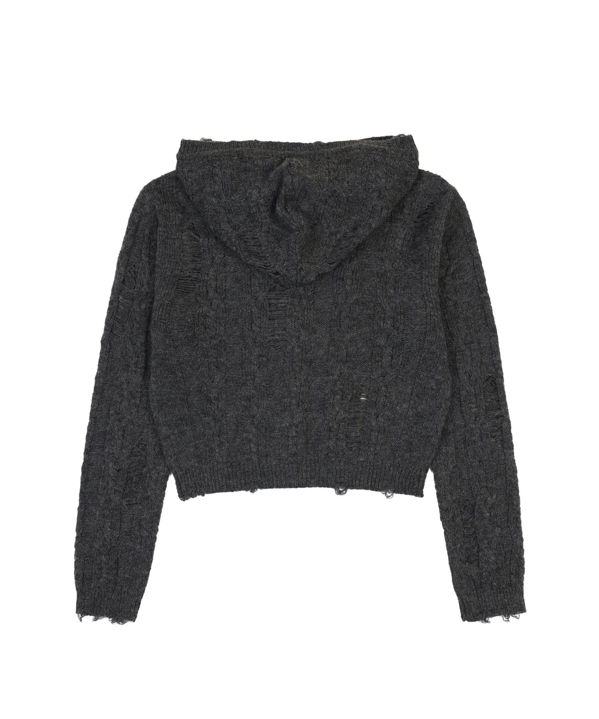 오디너리 홀리데이(ORDINARY HOLIDAY) DAMAGED CROPPED CARDIGAN [CHARCOAL]