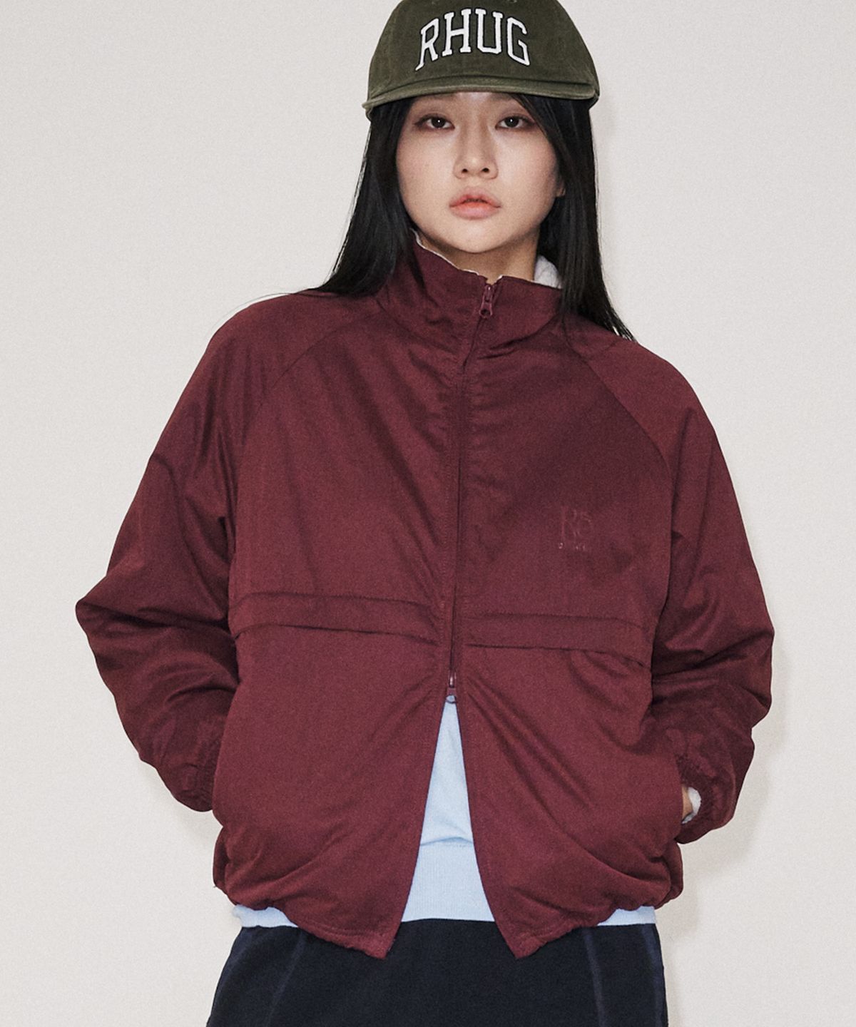 유니버스 가먼트(UNIVERSE GARMENT) 투웨이 스탠드넥 자켓_BURGUNDY