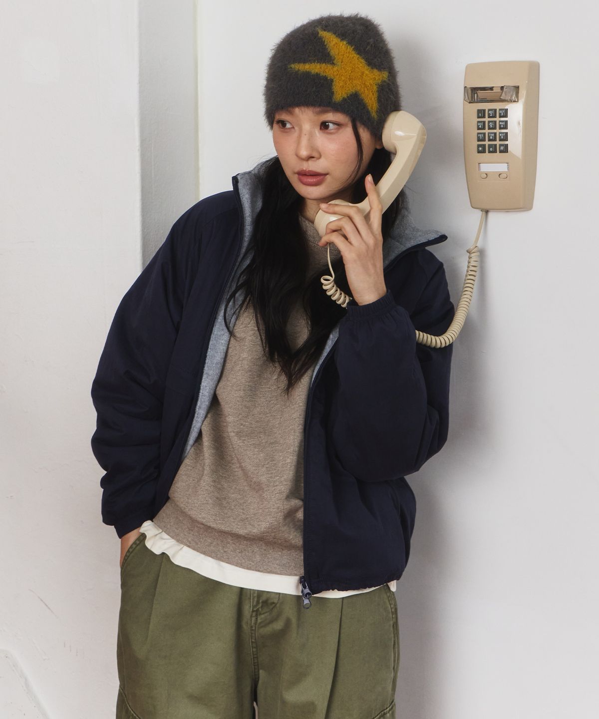 유니버스 가먼트(UNIVERSE GARMENT) 투웨이 스탠드넥 자켓_NAVY