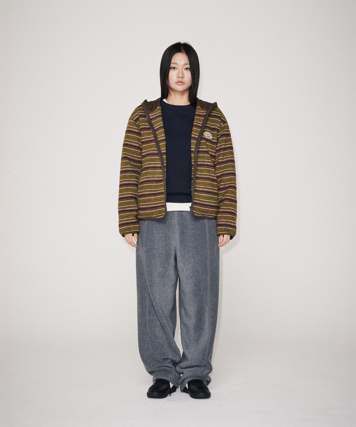 유니버스 가먼트(UNIVERSE GARMENT) 투웨이 플리스 후드 집업_KHAKI