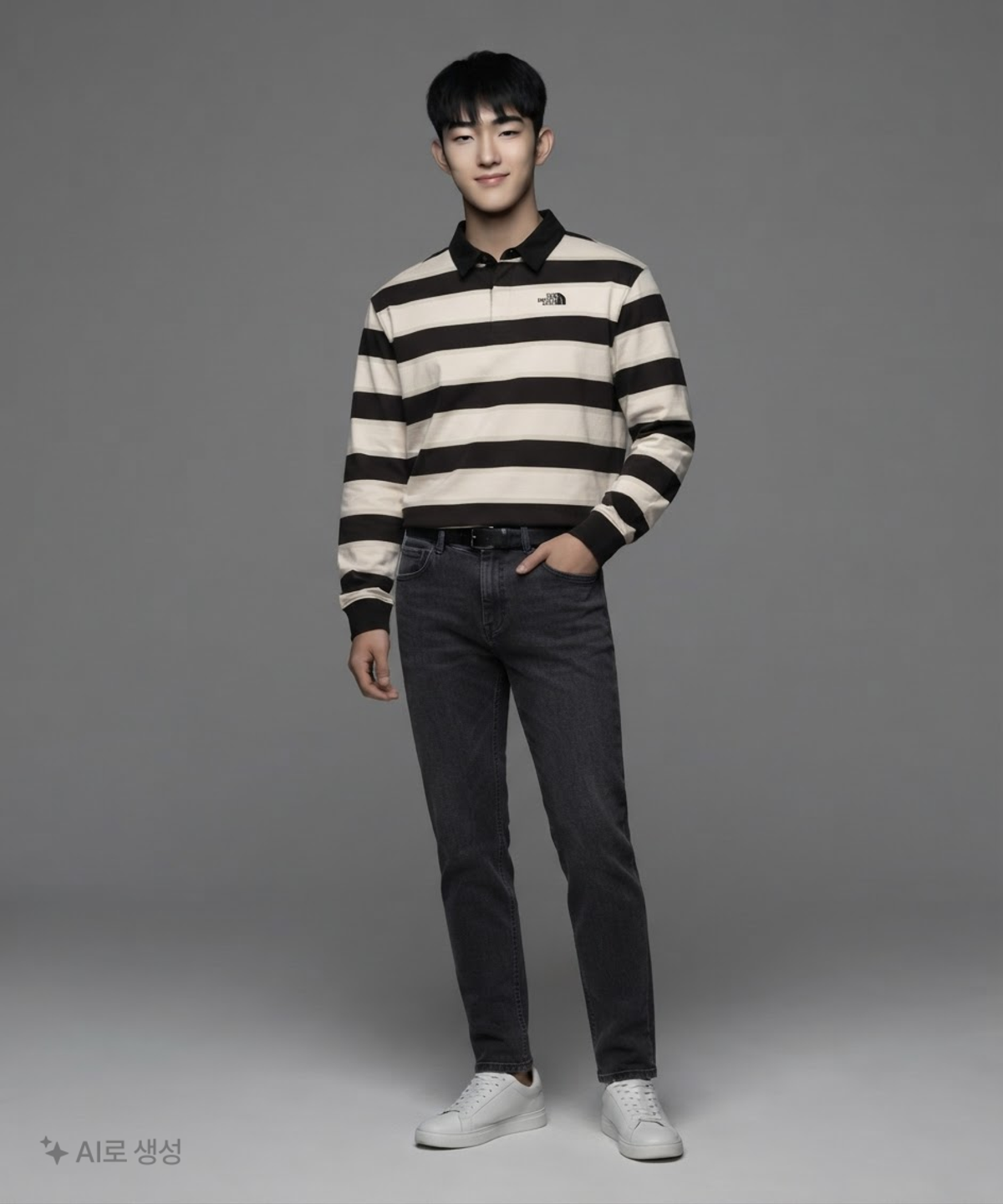 노스페이스(THE NORTH FACE) NT7TR57A 남성 이지온 스트라이프 폴로 티셔츠 BLACK XL