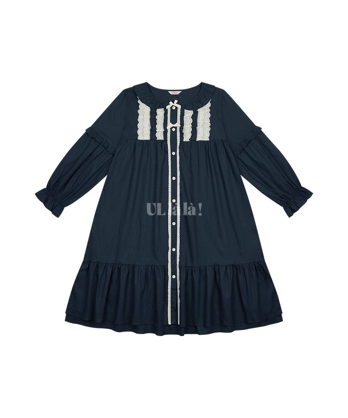 울랄라파자마(ULLALA PAJAMAS) 무크 긴팔 원피스 네이비 (30수)
