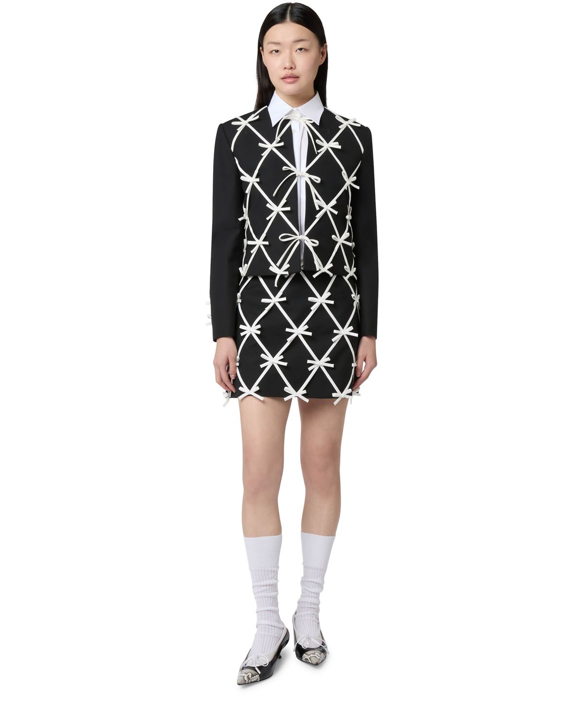 모스키노(MOSCHINO) 리본 디테일 울 블렌드 재킷