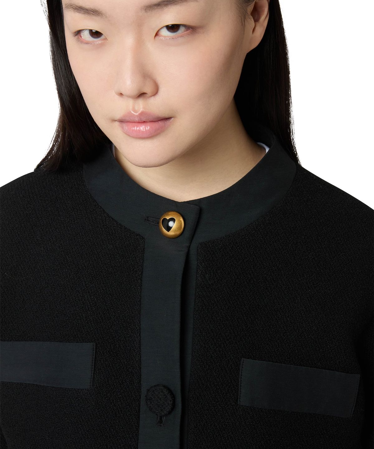 모스키노(MOSCHINO) 하트 버튼 부클 울 재킷