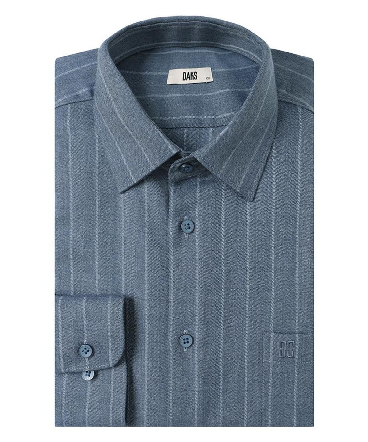 닥스셔츠(DAKS SHIRTS) 노케어 울100 헤링본 스트라이프 셔츠 레귤러핏 블루_DMW1SHDL152B1
