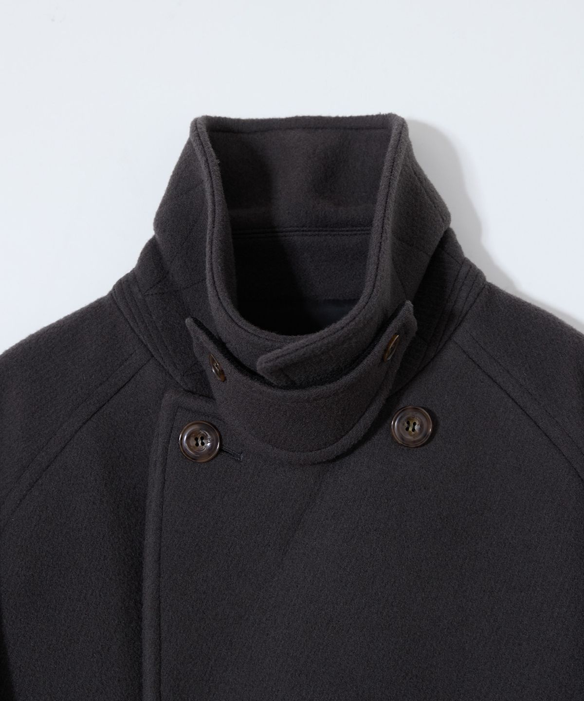 홀리선(HORLISUN) Captain Wool Twill Pea Coat Charcoal