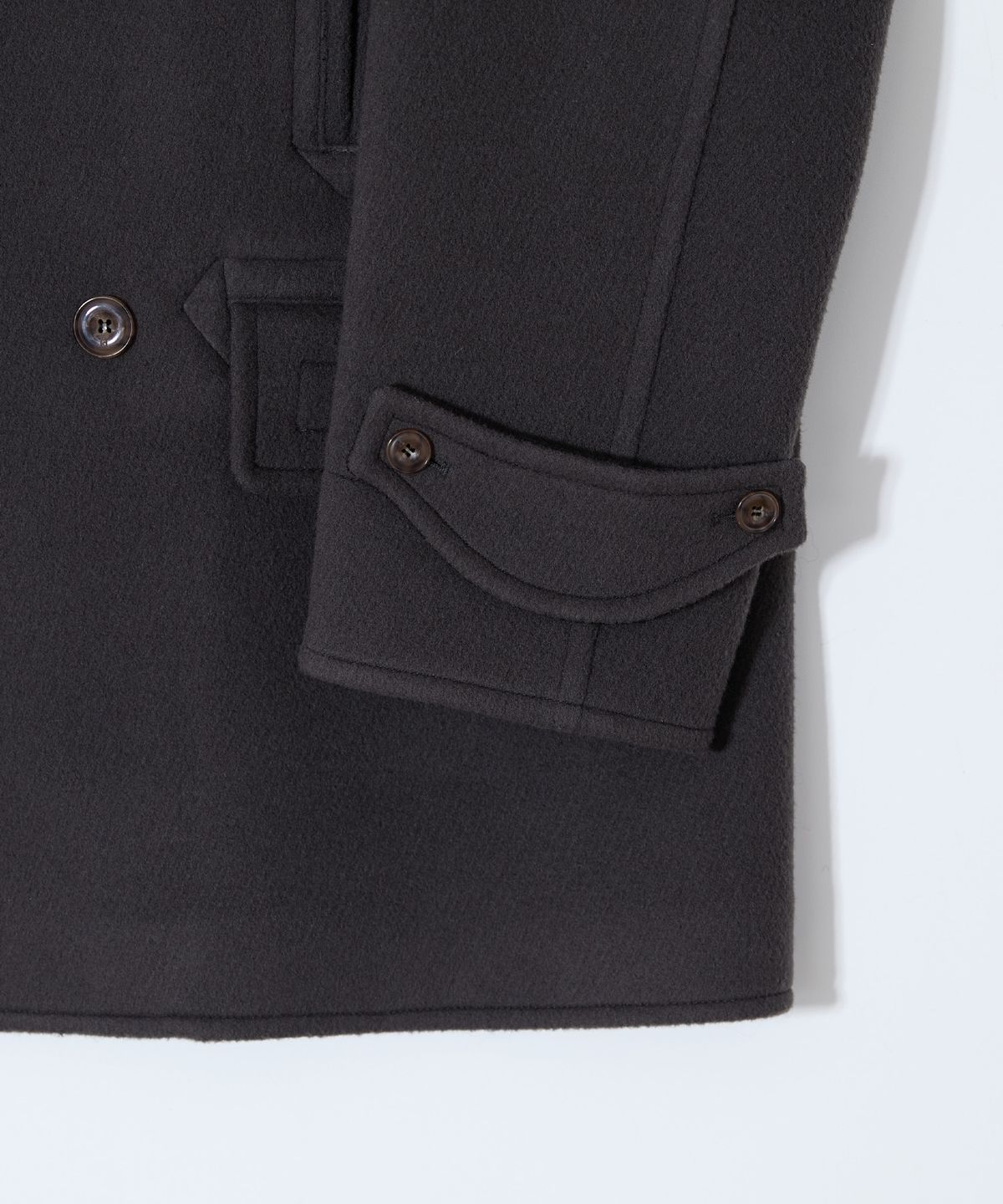홀리선(HORLISUN) Captain Wool Twill Pea Coat Charcoal
