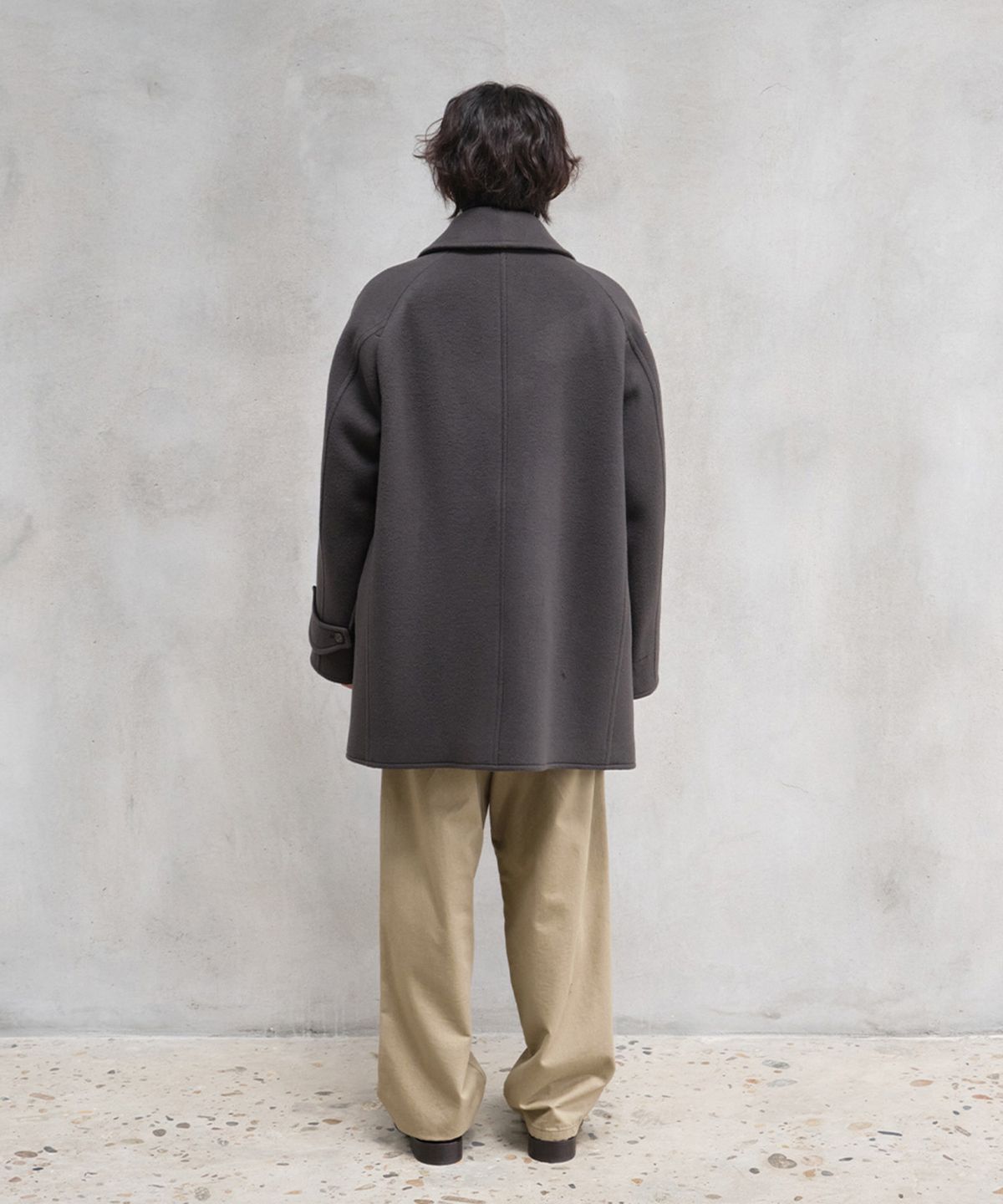 홀리선(HORLISUN) Captain Wool Twill Pea Coat Charcoal