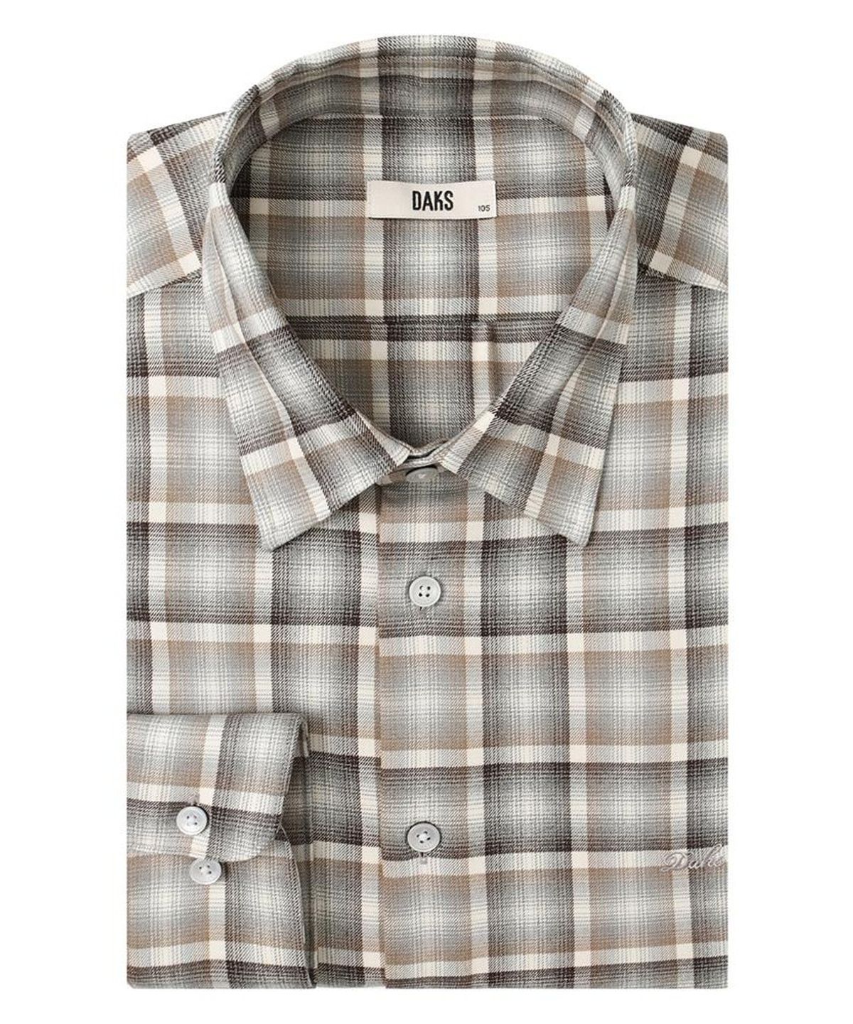 닥스셔츠(DAKS SHIRTS) 노케어 울혼방 미듐체크셔츠 레귤러핏 그레이_DMW1SHCL114G1