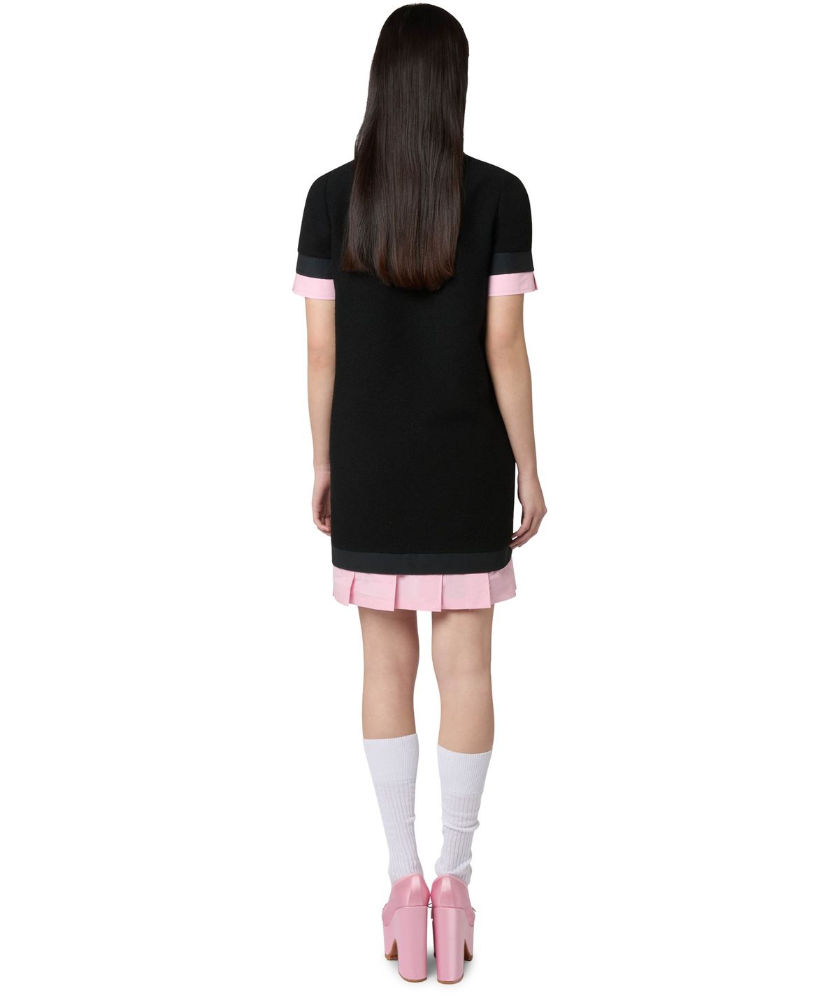 모스키노(MOSCHINO) 하트 버튼 부클 울 미니 드레스