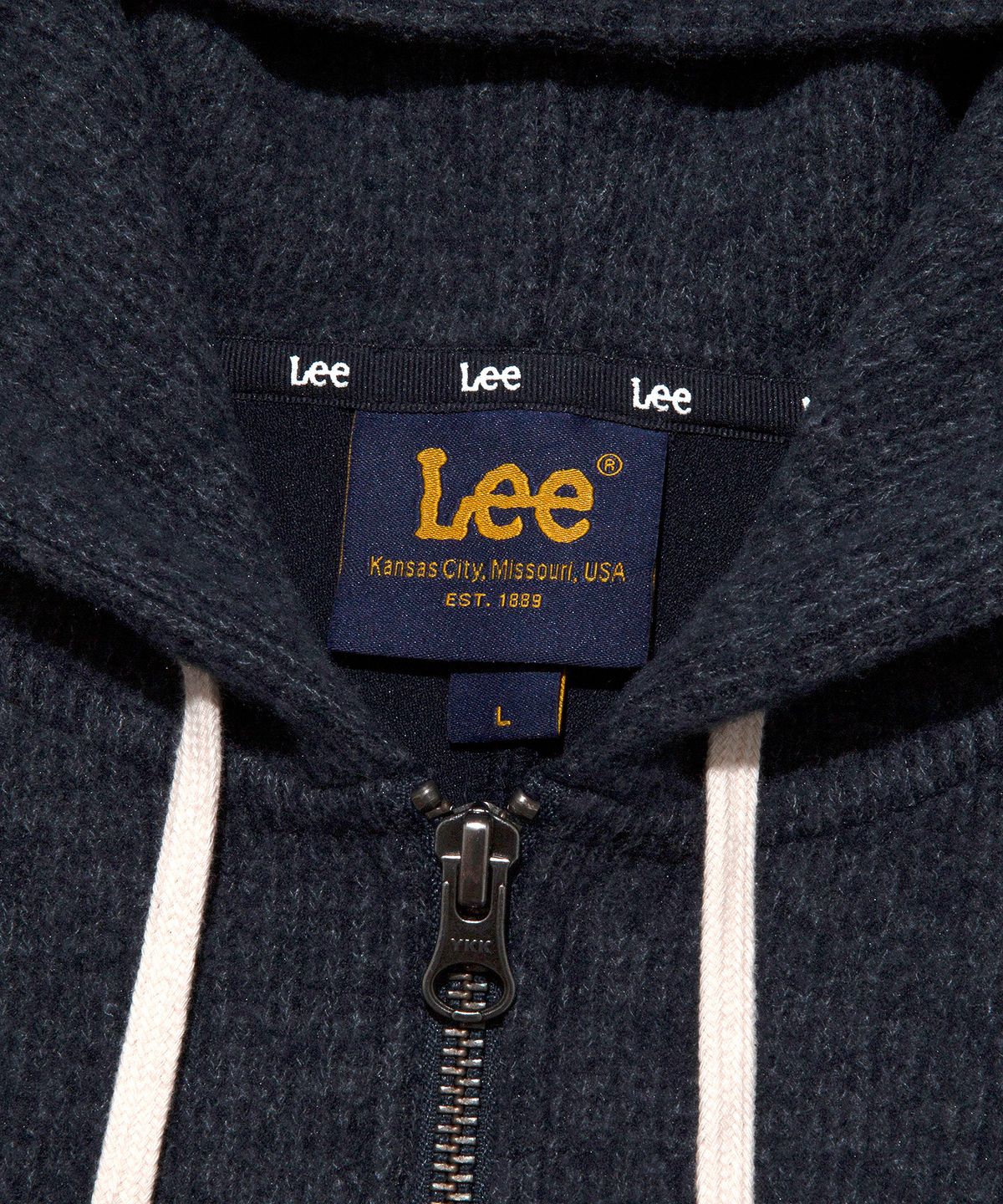리(LEE) 울 기모 후드 집업 블루