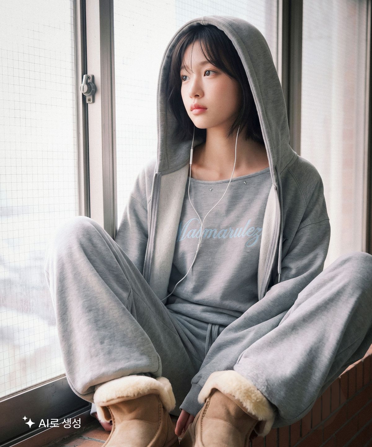 마스마룰즈 어패럴(MASMARULEZ APPAREL) Sparkle Fur-Trim Hood Zip-Up_Melange Gray