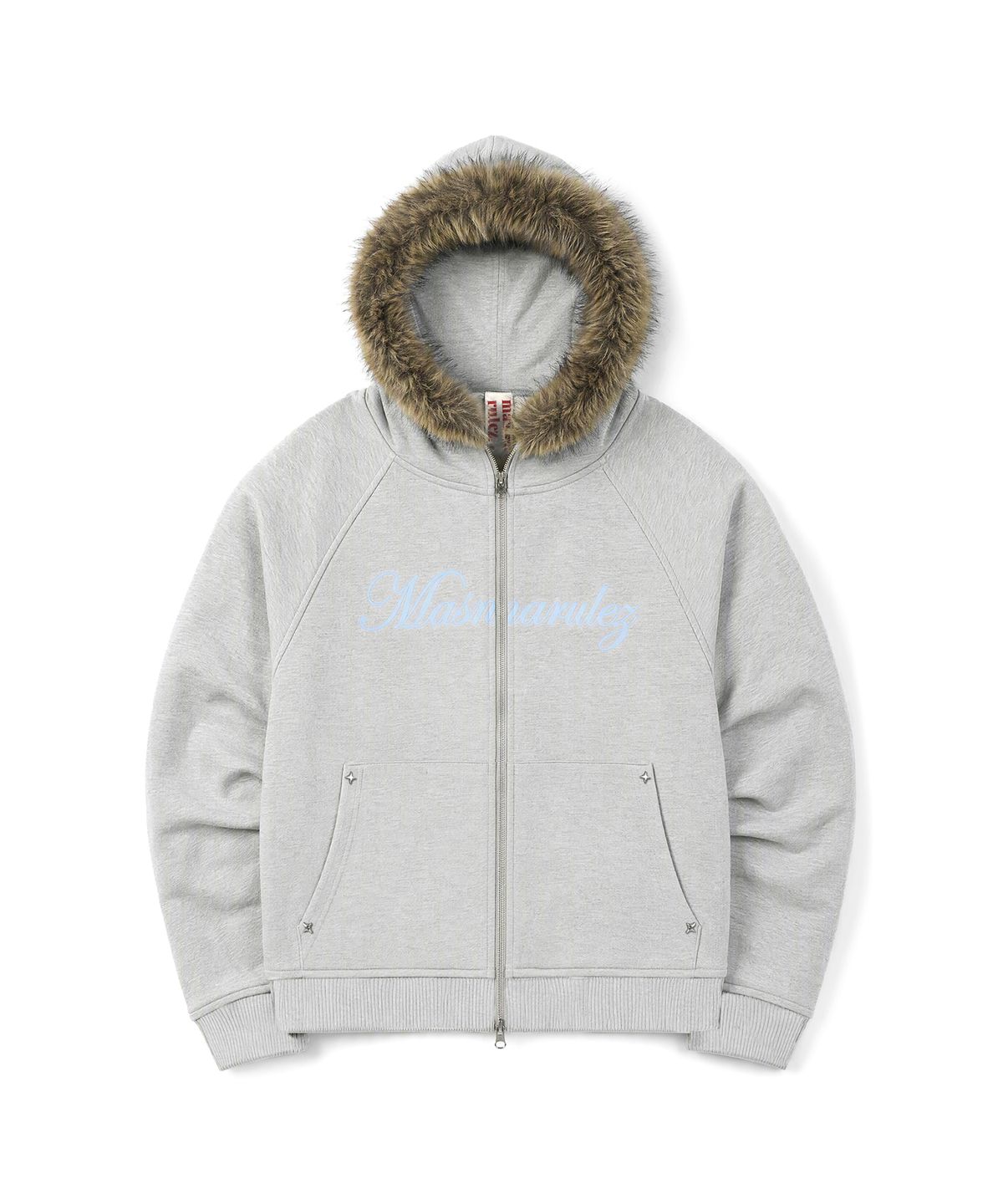 마스마룰즈 어패럴(MASMARULEZ APPAREL) Sparkle Fur-Trim Hood Zip-Up_Melange Gray