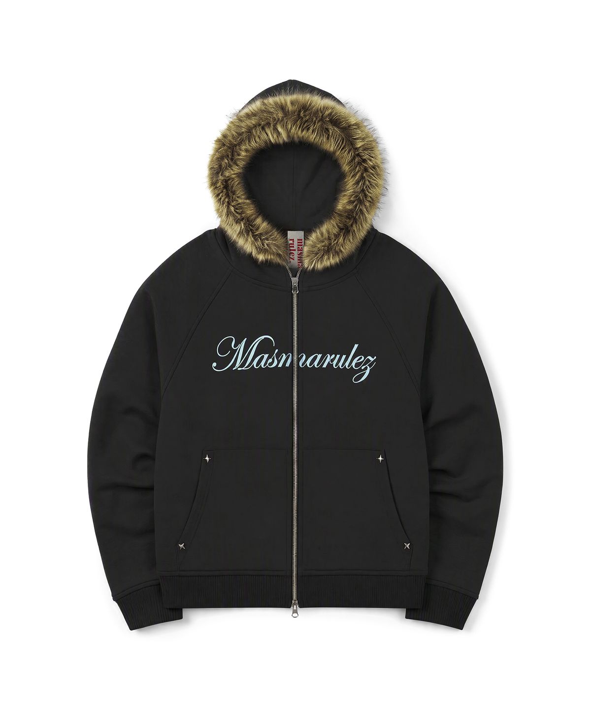 마스마룰즈 어패럴(MASMARULEZ APPAREL) Sparkle Fur-Trim Hood Zip-Up_Black