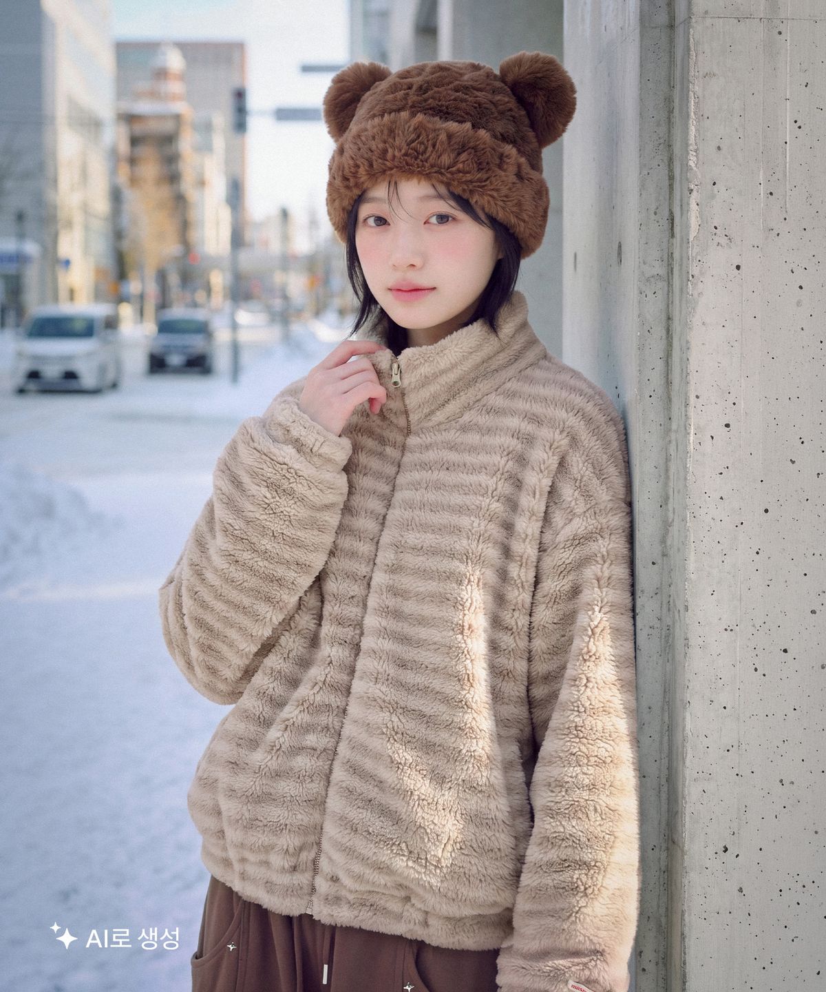 마스마룰즈 어패럴(MASMARULEZ APPAREL) Boggle Fur Zip-Up Jacket_Brown