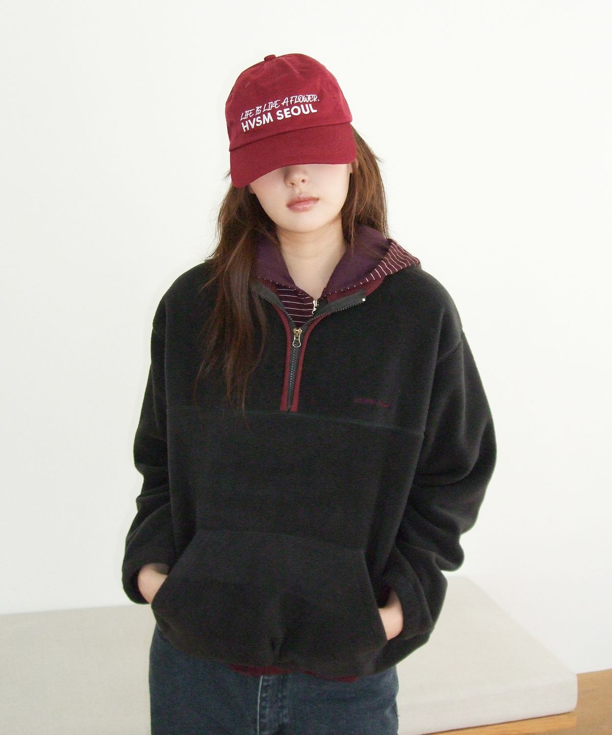 해비즘(HAVISM) HVSM FLEECE HALF ZIP SWEATSHIRT(CHARCOAL)