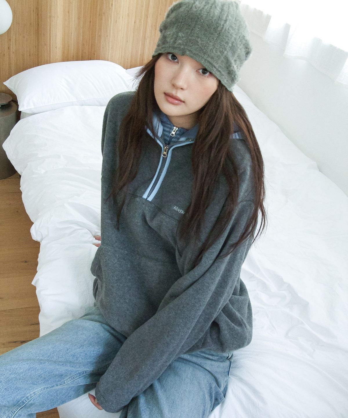 해비즘(HAVISM) HVSM FLEECE HALF ZIP SWEATSHIRT(GREY)