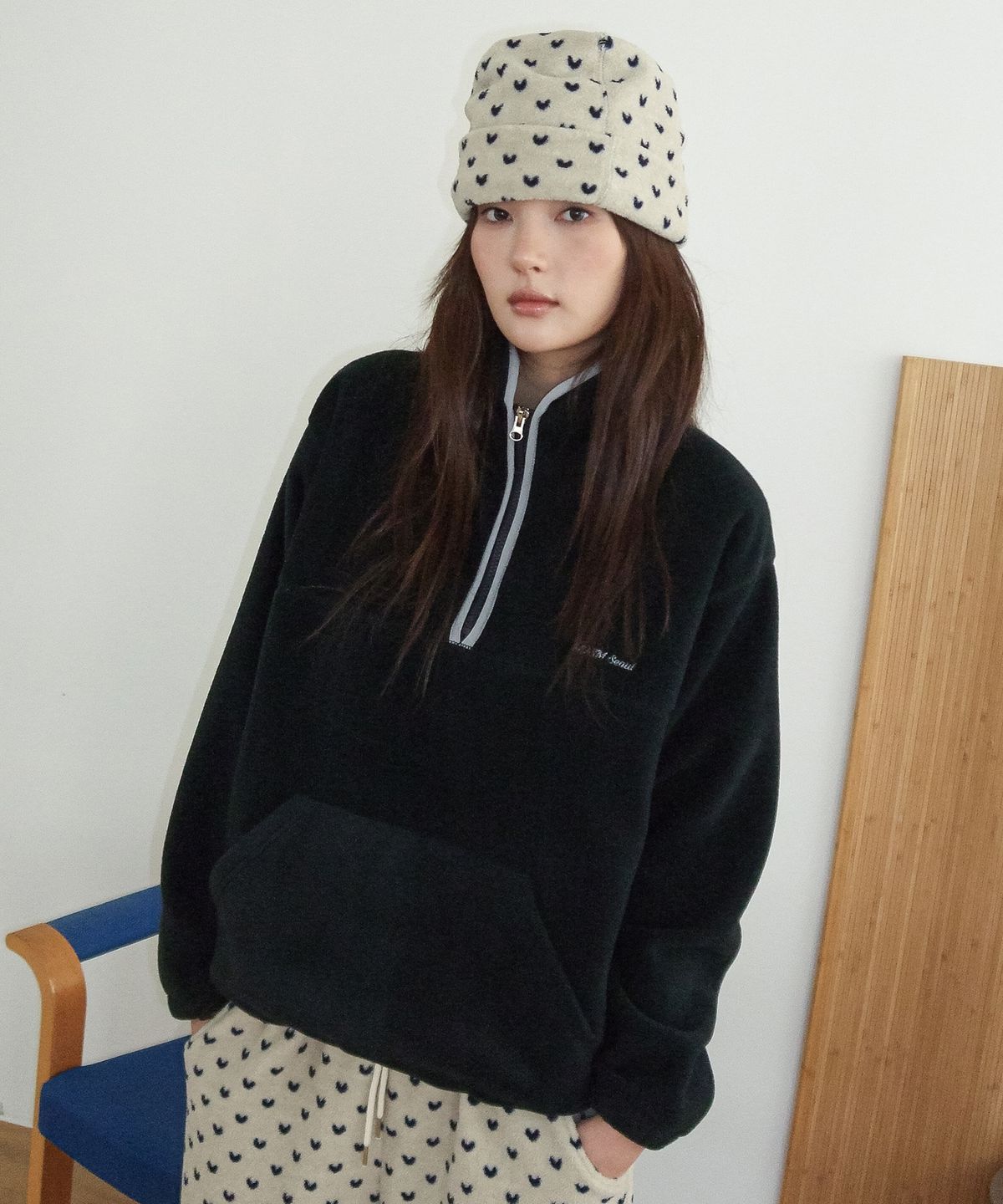 해비즘(HAVISM) HVSM FLEECE HALF ZIP SWEATSHIRT(NAVY)