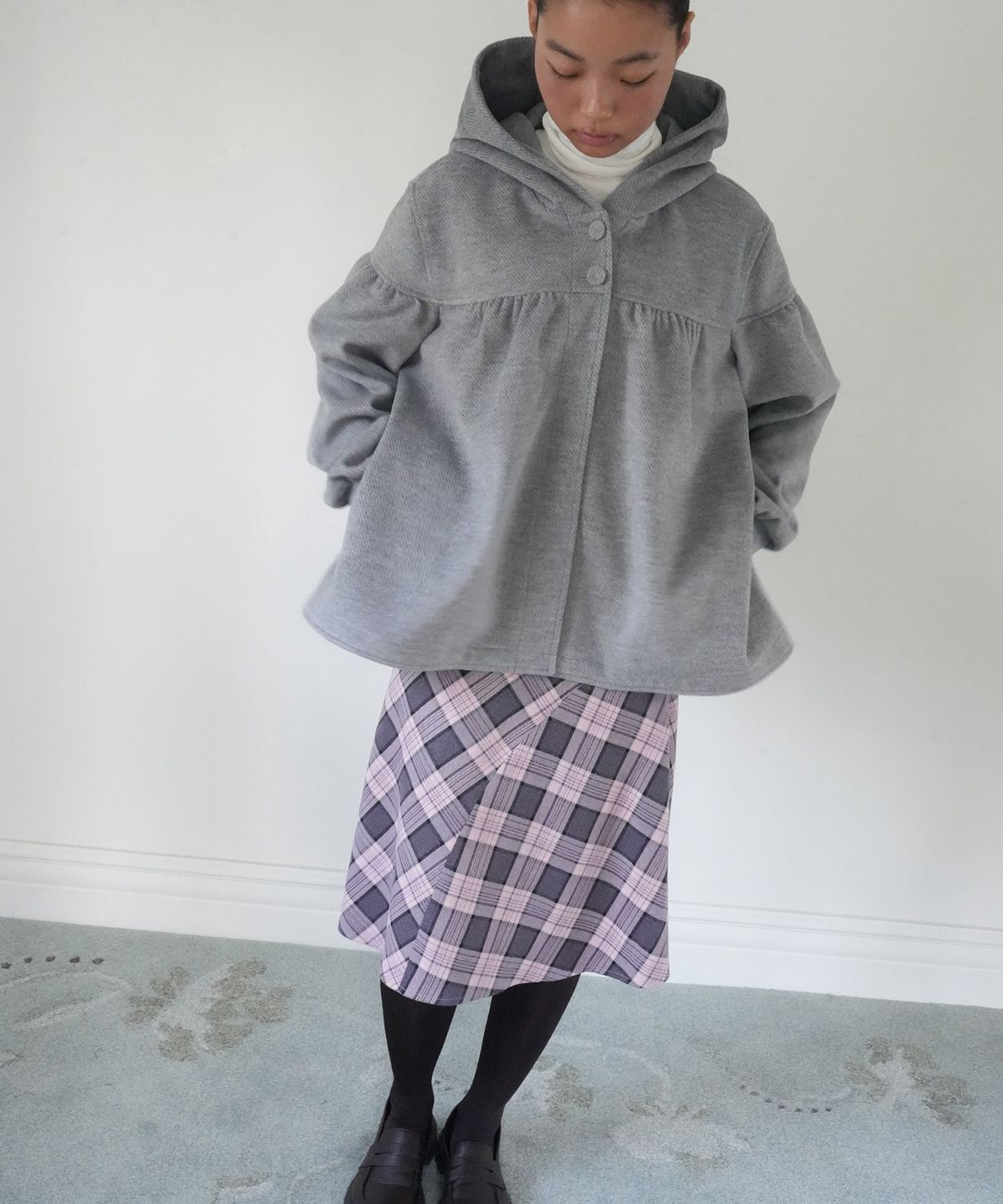 인오도르(INODORE) MAPLE SHIRRING HOODED JACKET _ GREY