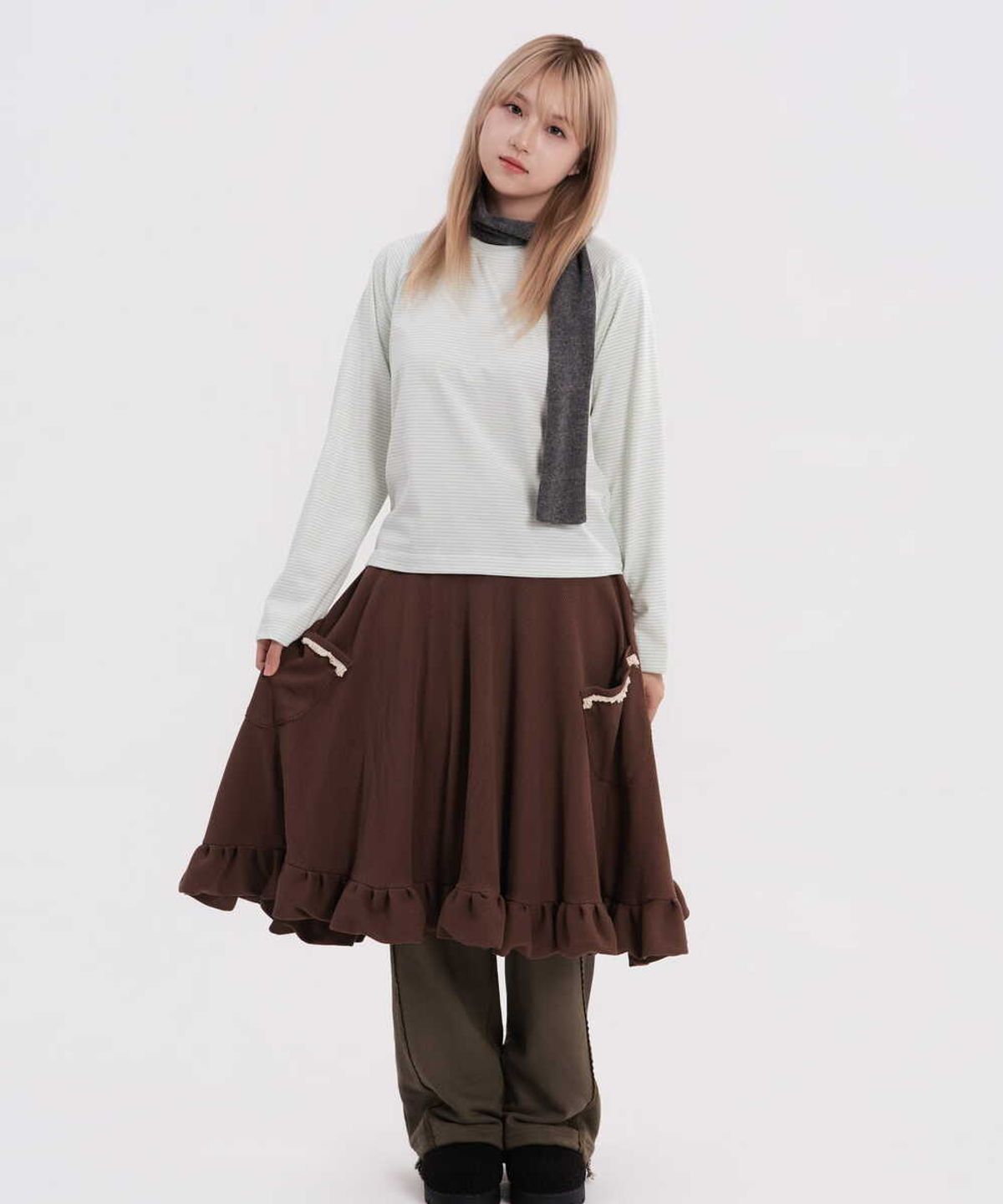 히피하우스(HIPPIE HAUS) Grey Tiny Wool Knit Scarf
