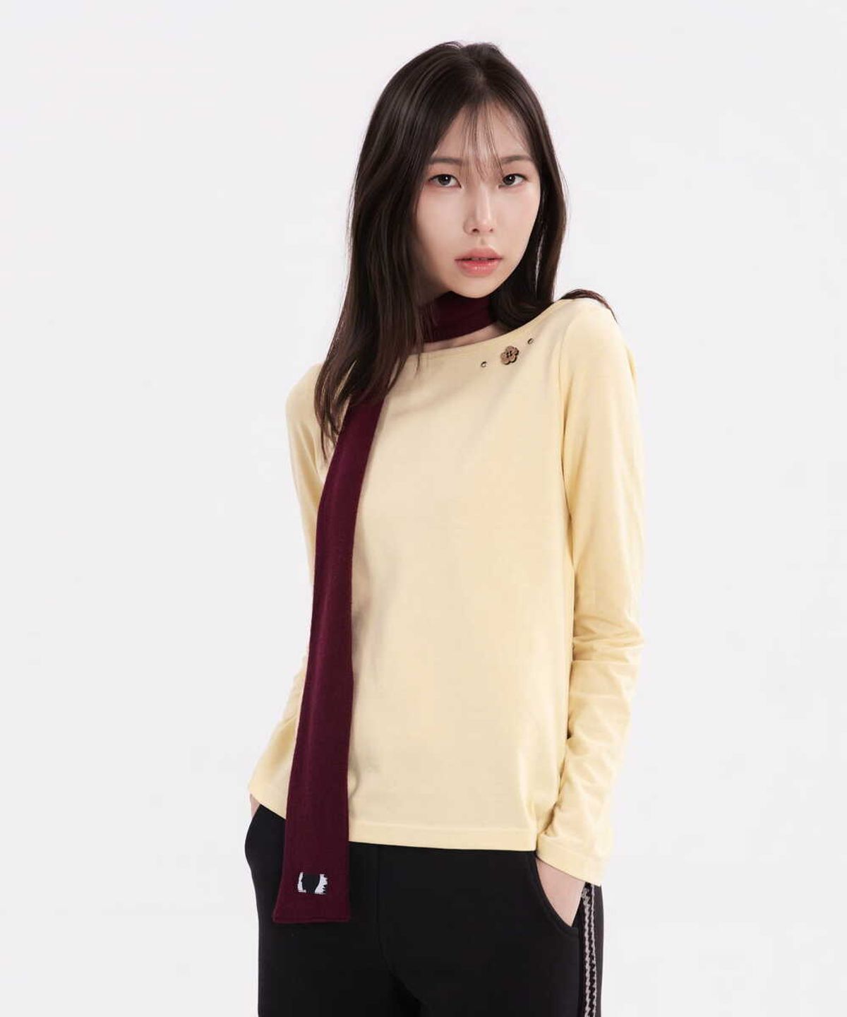 히피하우스(HIPPIE HAUS) Burgundy Tiny Wool Knit Scarf