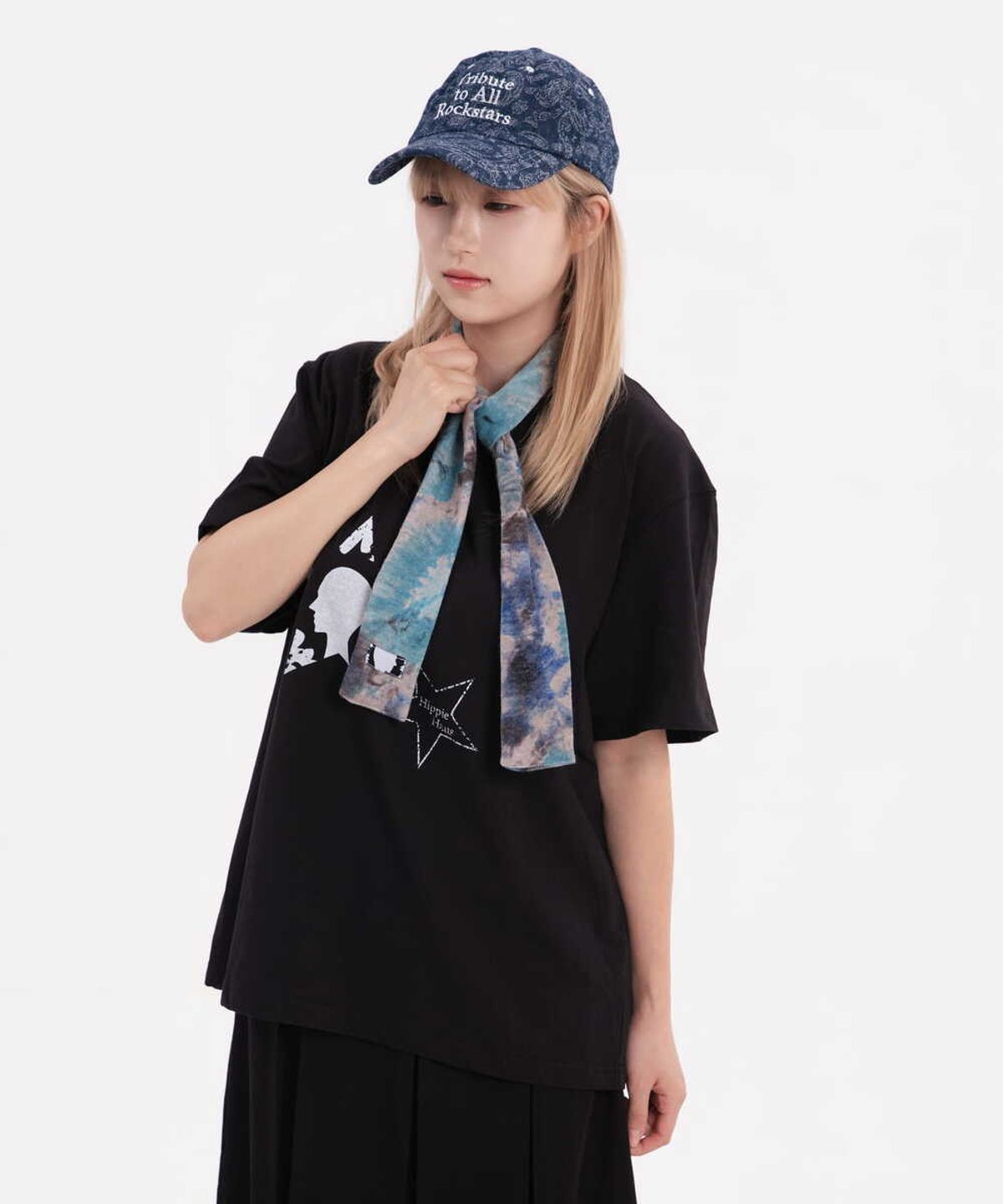 히피하우스(HIPPIE HAUS) Blue Flower Knit Scarf