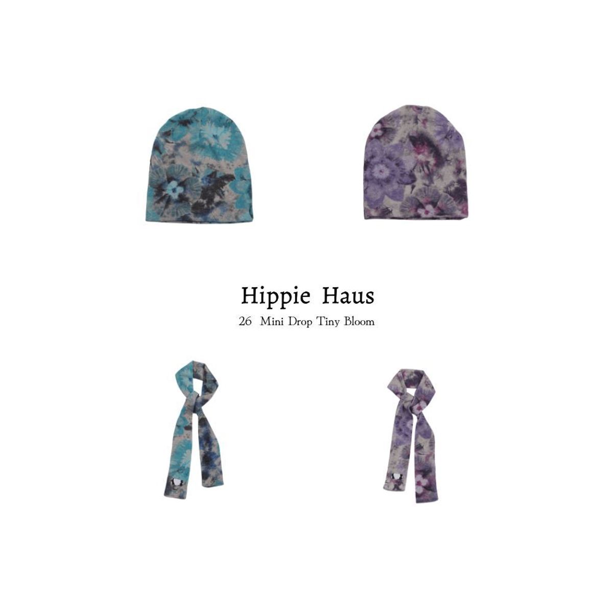 히피하우스(HIPPIE HAUS) Purple Flower Knit Beanie