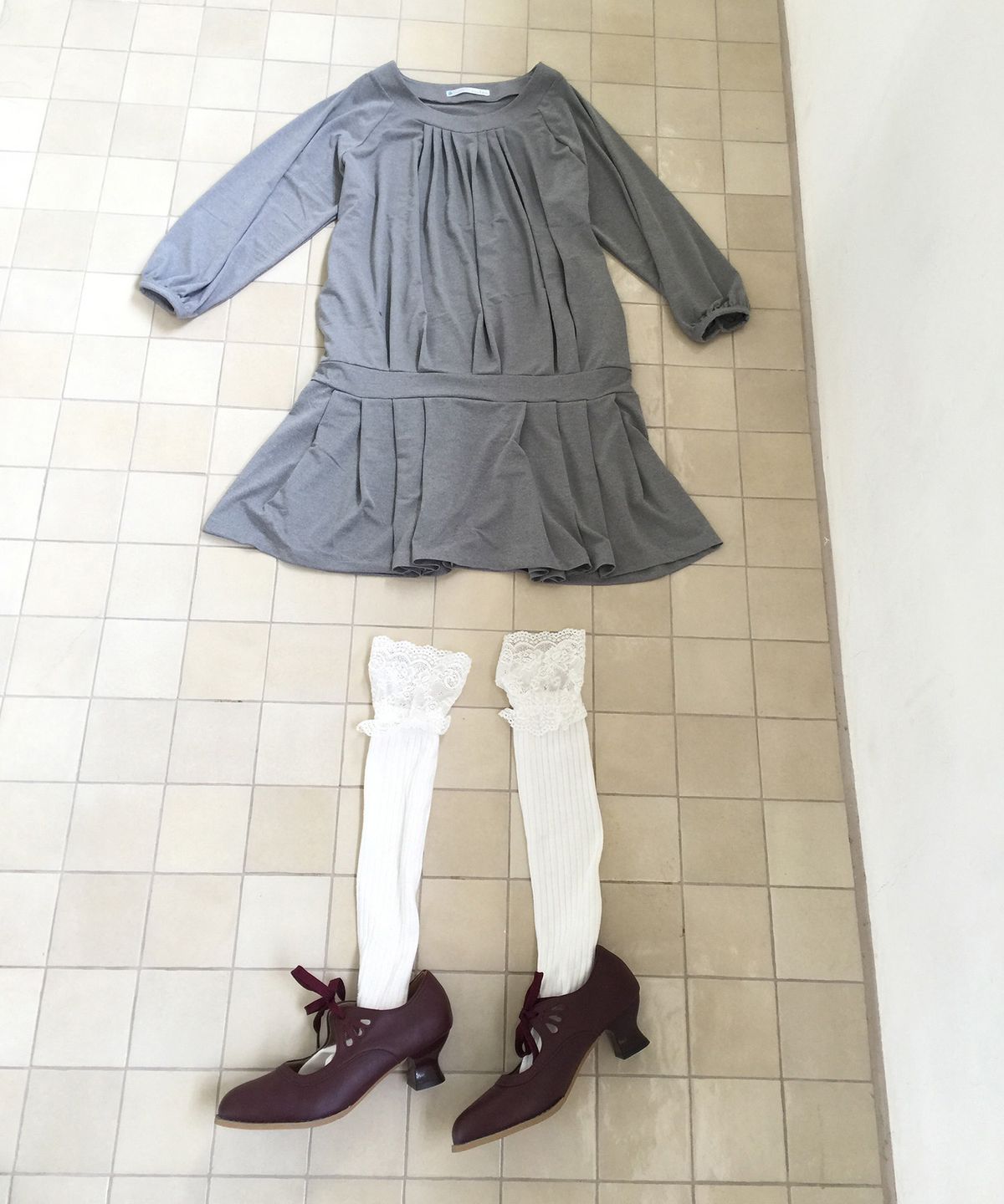 인오도르(INODORE) FLAPPER DROP WAIST ONE PIECE _ GREY