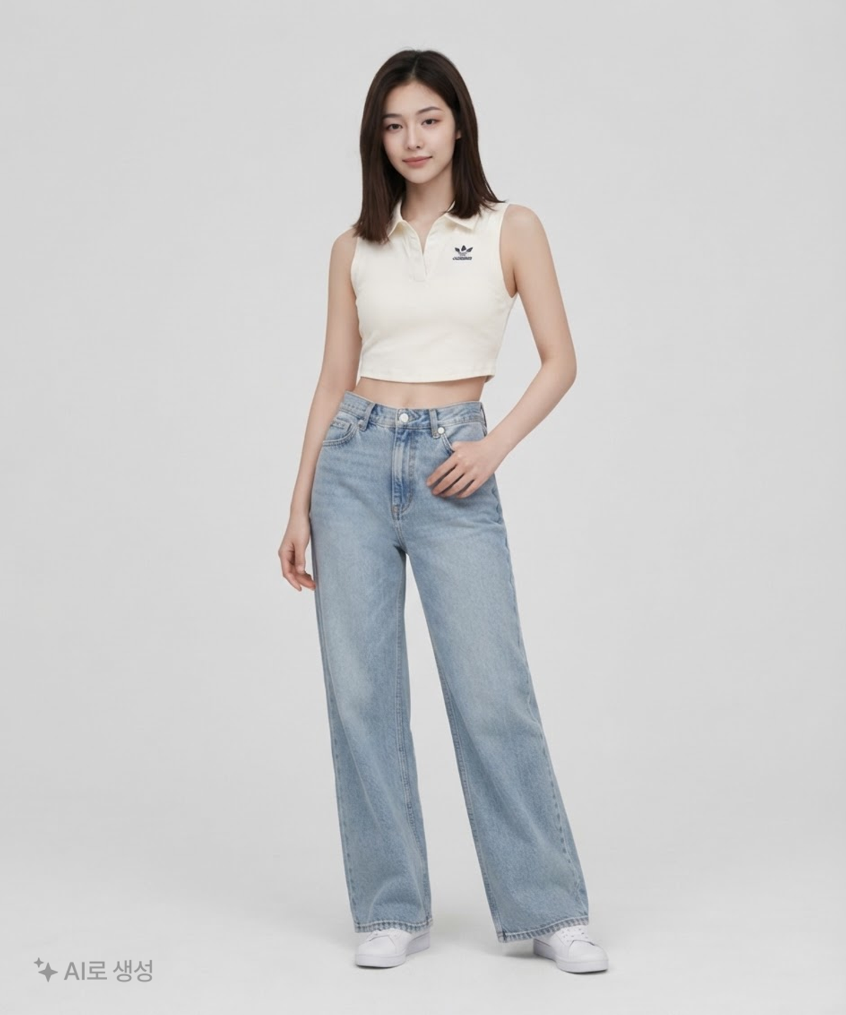 아디다스(ADIDAS) 립 탑 - 화이트 / IT9858 XS
