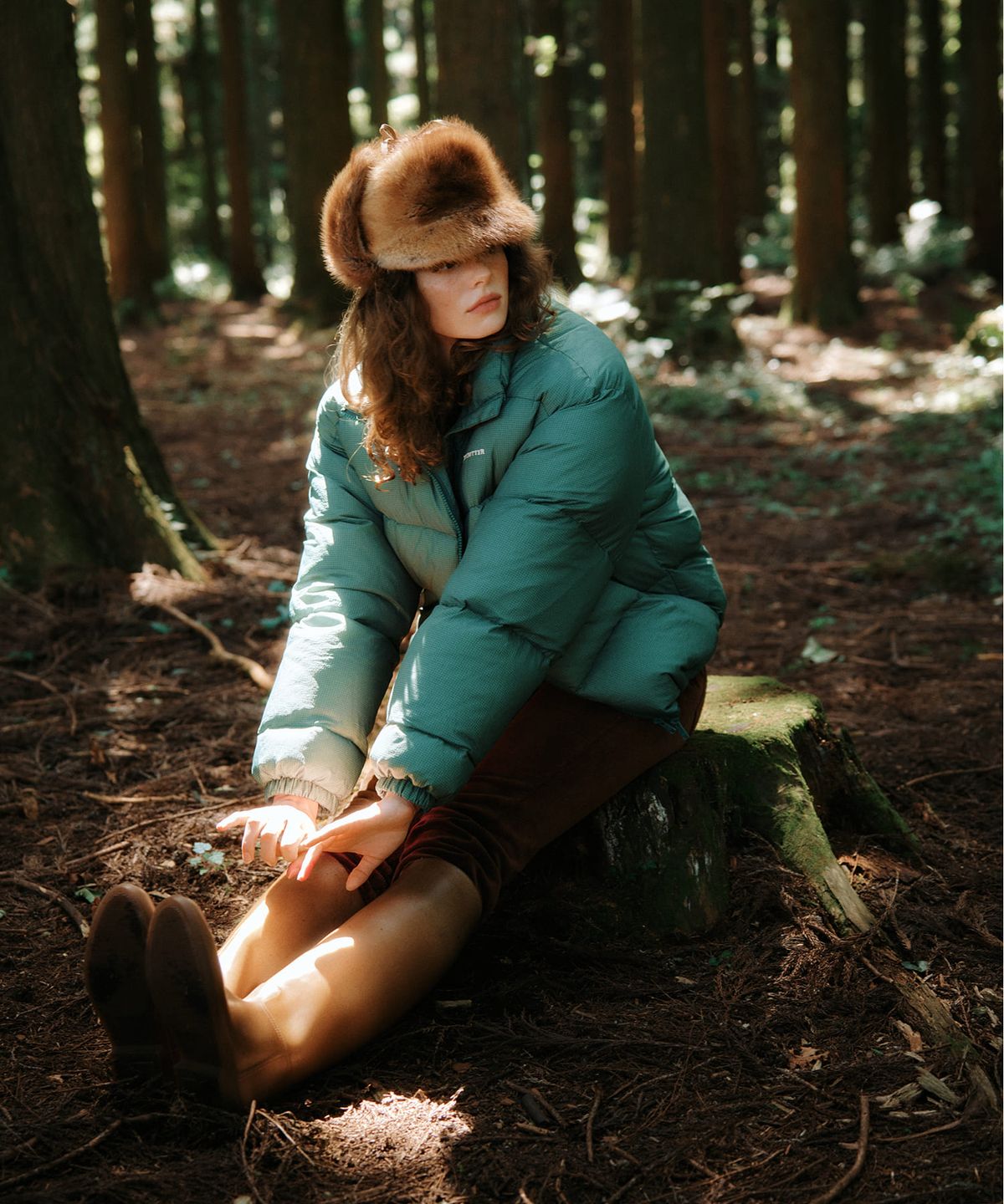 그린버터(GREENBUTTER) Check Duck Down Jacket (Green)