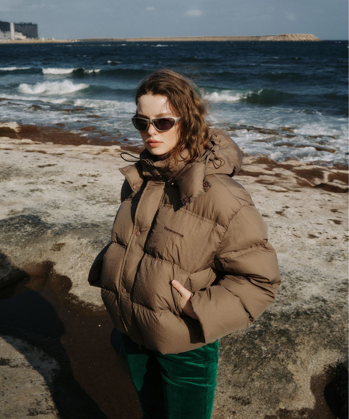 그린버터(GREENBUTTER) Hood Duck Down Jacket (Khaki Brown)