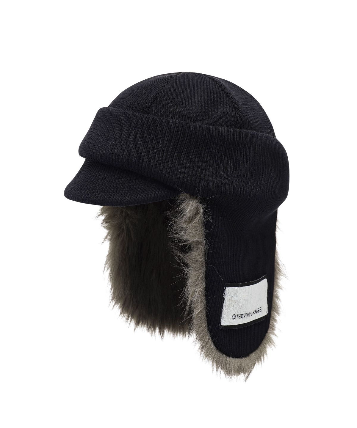 더바이닐하우스(THEVINYLHOUSE) FUR EARFLAP BEANIE BLACK
