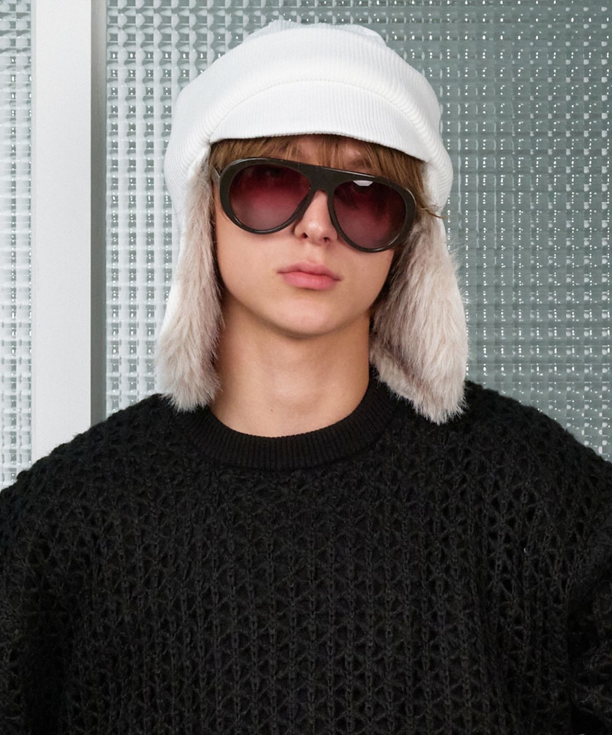 더바이닐하우스(THEVINYLHOUSE) FUR EARFLAP BEANIE IVORY