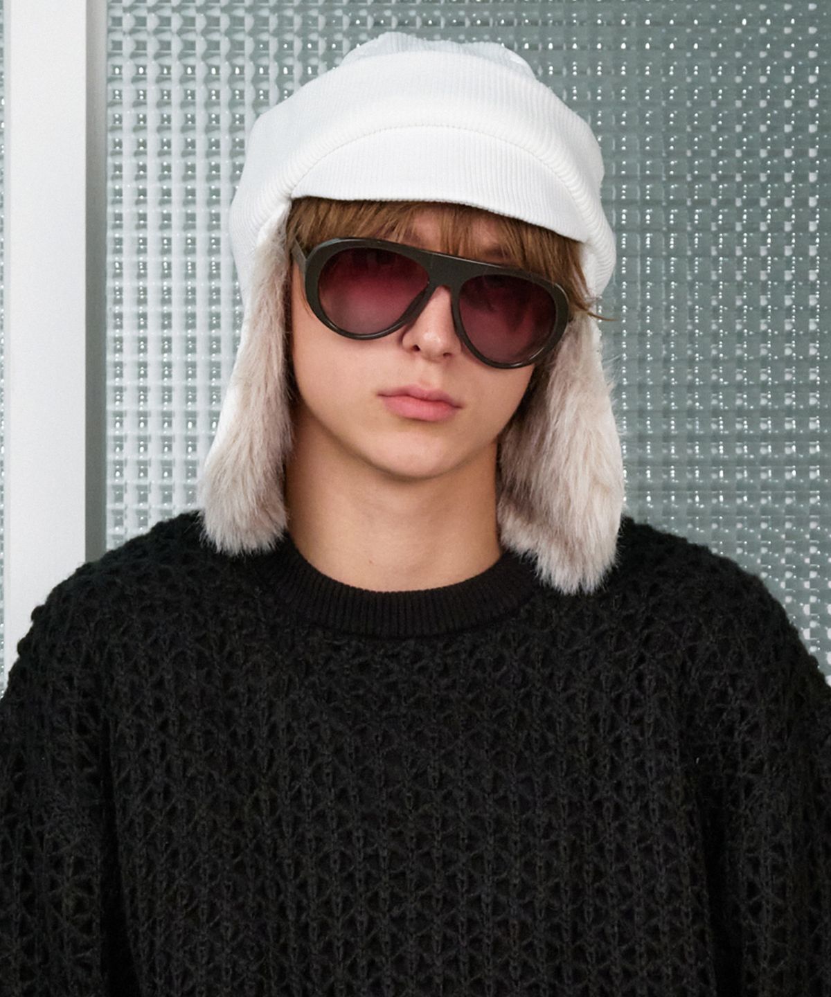 더바이닐하우스(THEVINYLHOUSE) FUR EARFLAP BEANIE IVORY