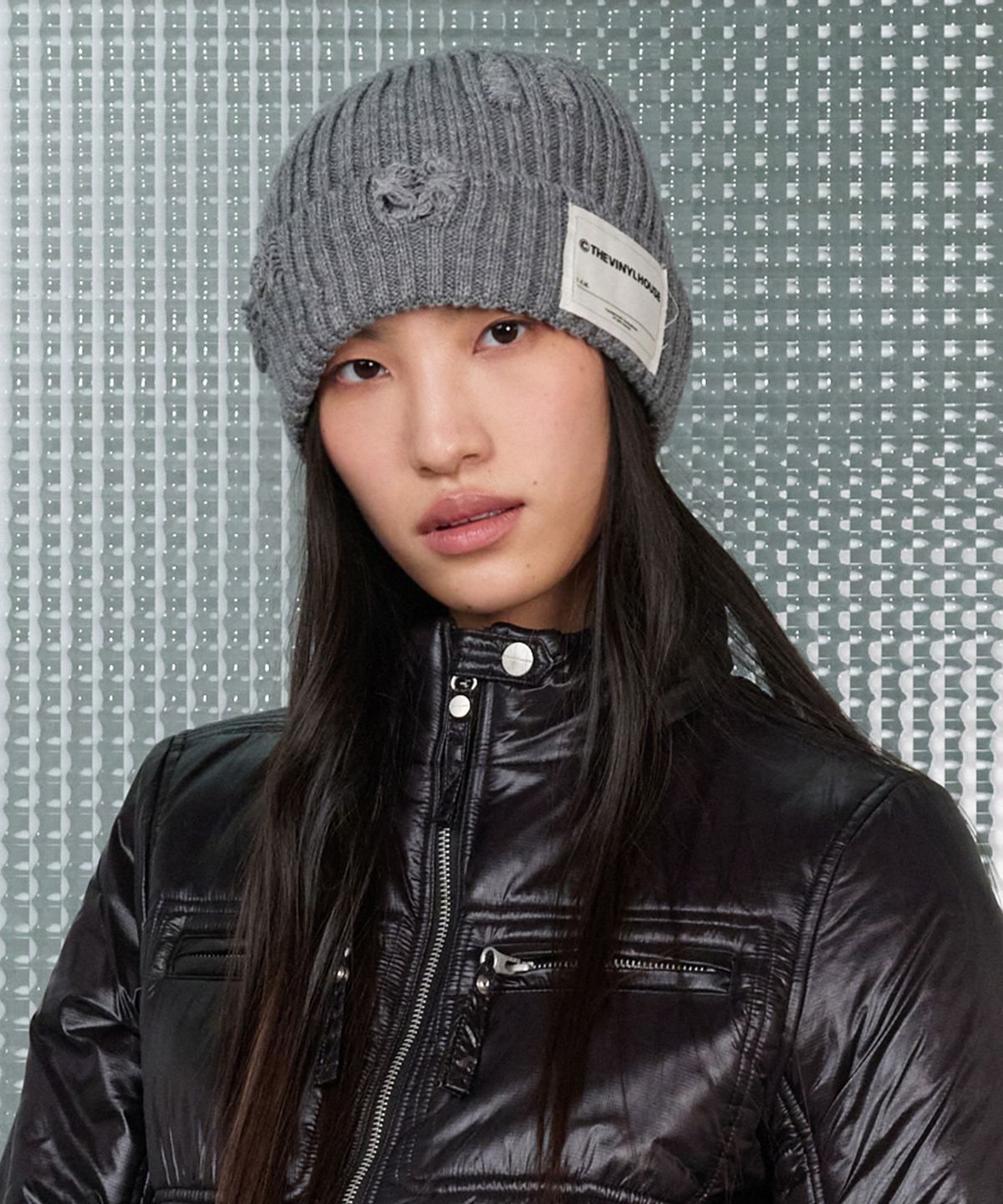 더바이닐하우스(THEVINYLHOUSE) DAMAGE KNIT BEANIE GREY