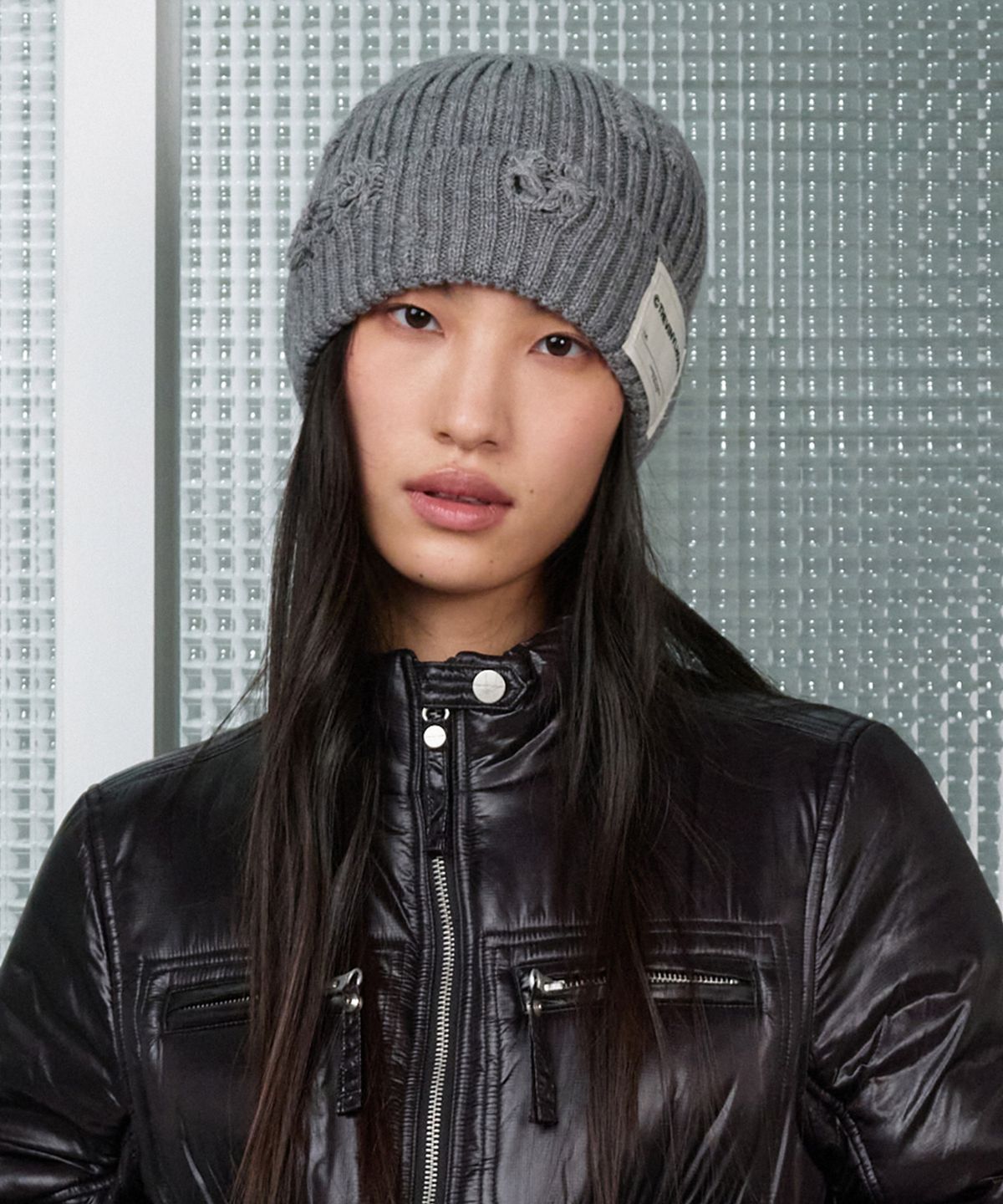 더바이닐하우스(THEVINYLHOUSE) DAMAGE KNIT BEANIE GREY
