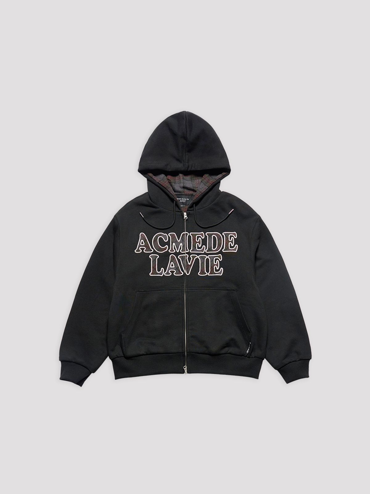아크메드라비(ACME DE LA VIE) ADLV CHECK APPLIQUE HOODIE ZIP UP