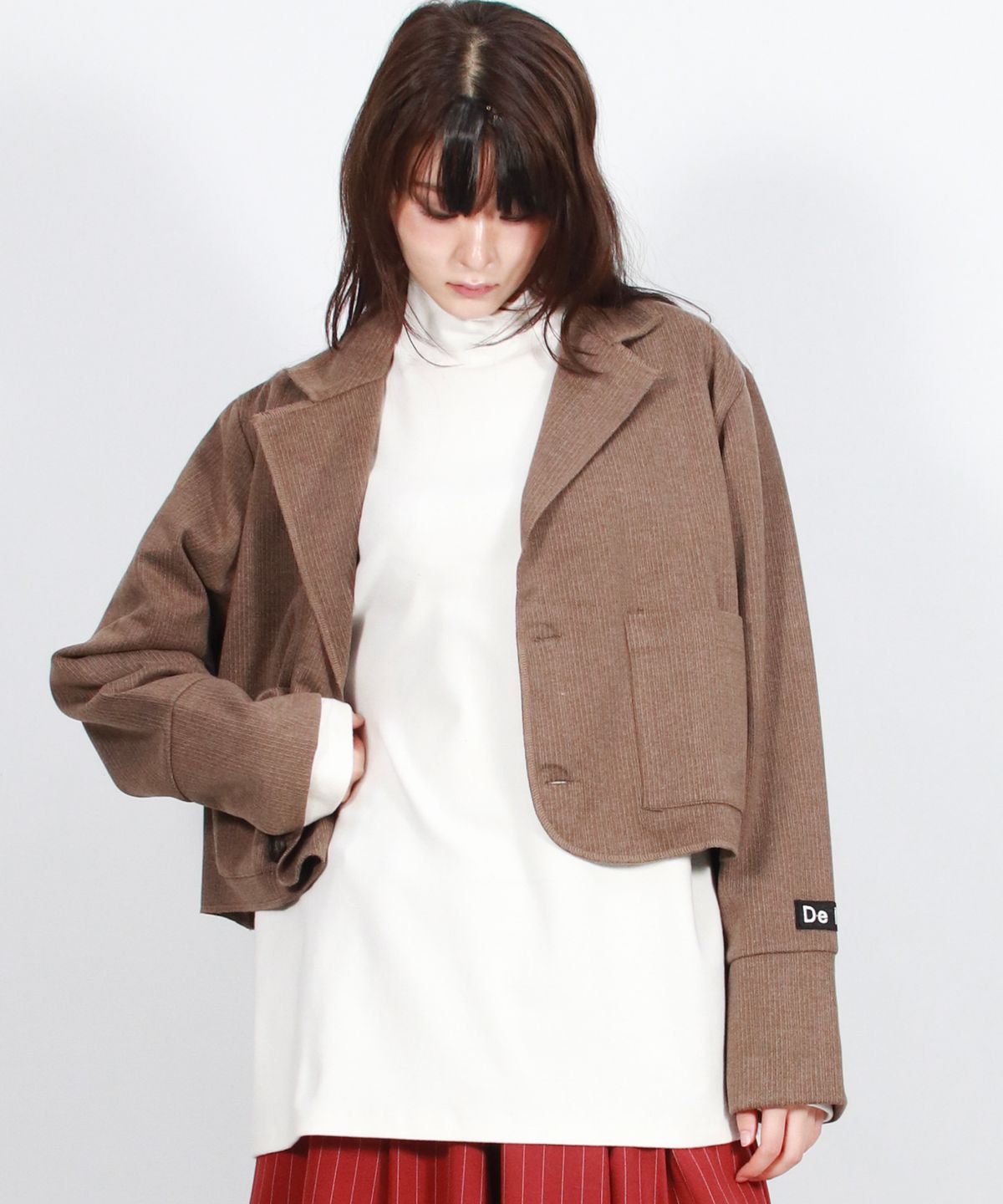 드마크(DEMARC) TAILORED MEDIUM CROP JACKET -  Brown