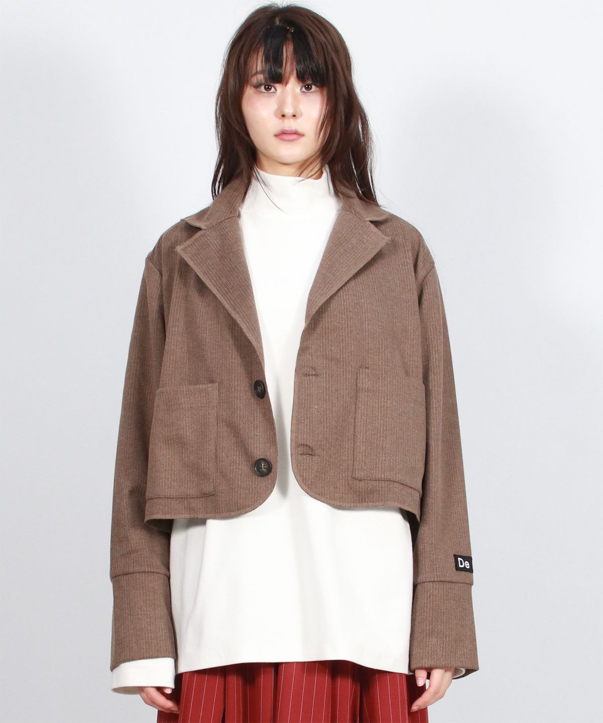 드마크(DEMARC) TAILORED MEDIUM CROP JACKET -  Brown