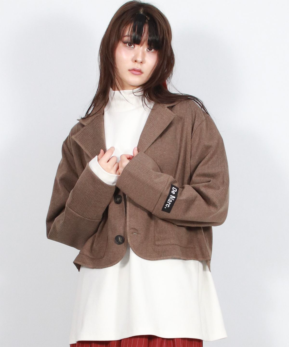 드마크(DEMARC) TAILORED MEDIUM CROP JACKET -  Brown